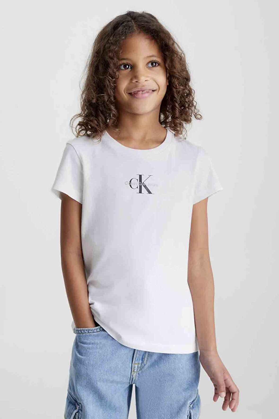 Kız Çocuk Micro Monogram Top T-Shirt - Beyaz | 4 Yaş