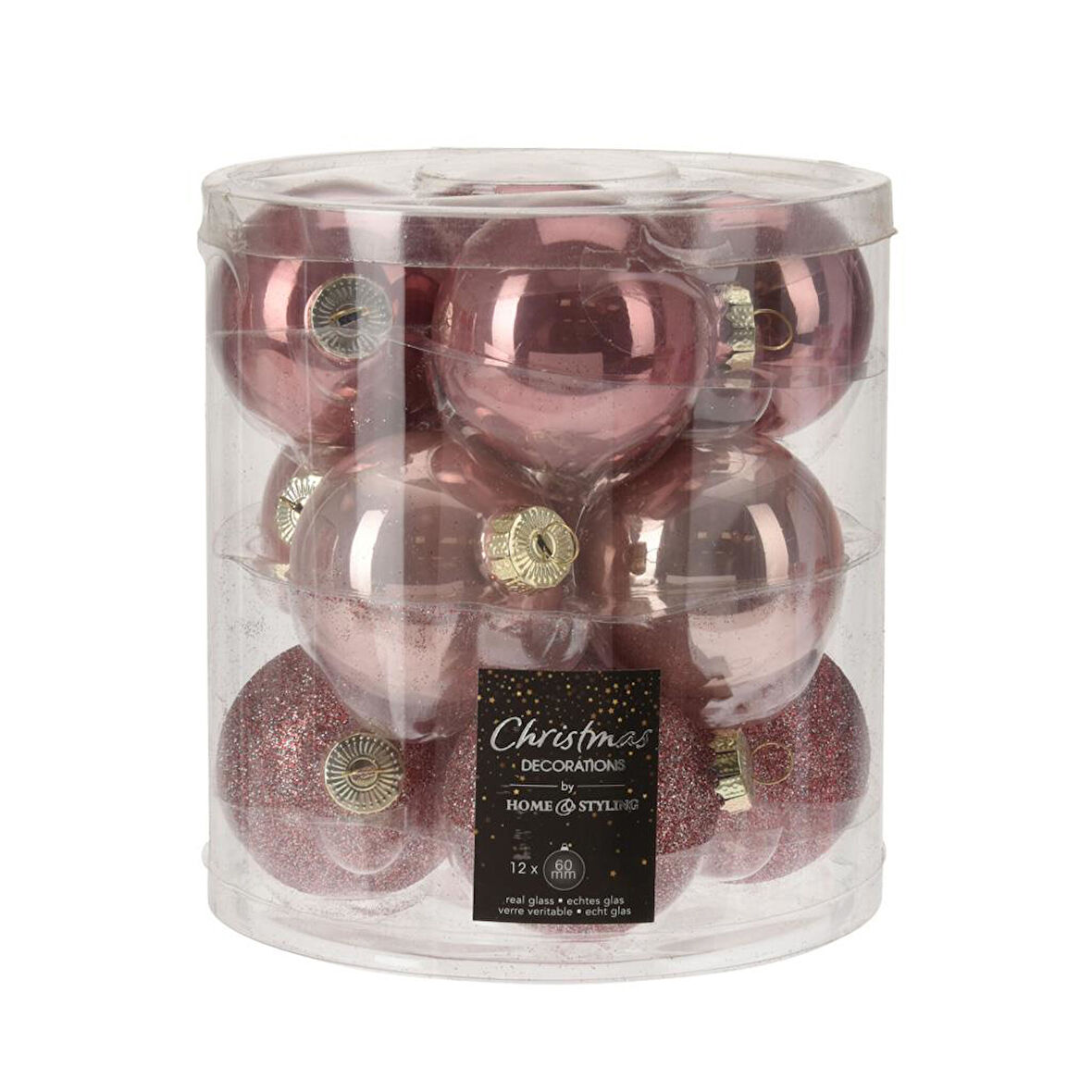 Yılbaşı Topu Set Pembe 12 Adet 6cm