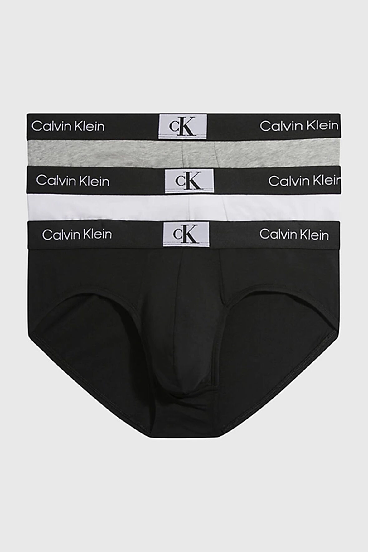 Erkek Basic 3'lü CK İmzalı Bel Bantlı Boxer - Siyah Beyaz Gri  | 2XL