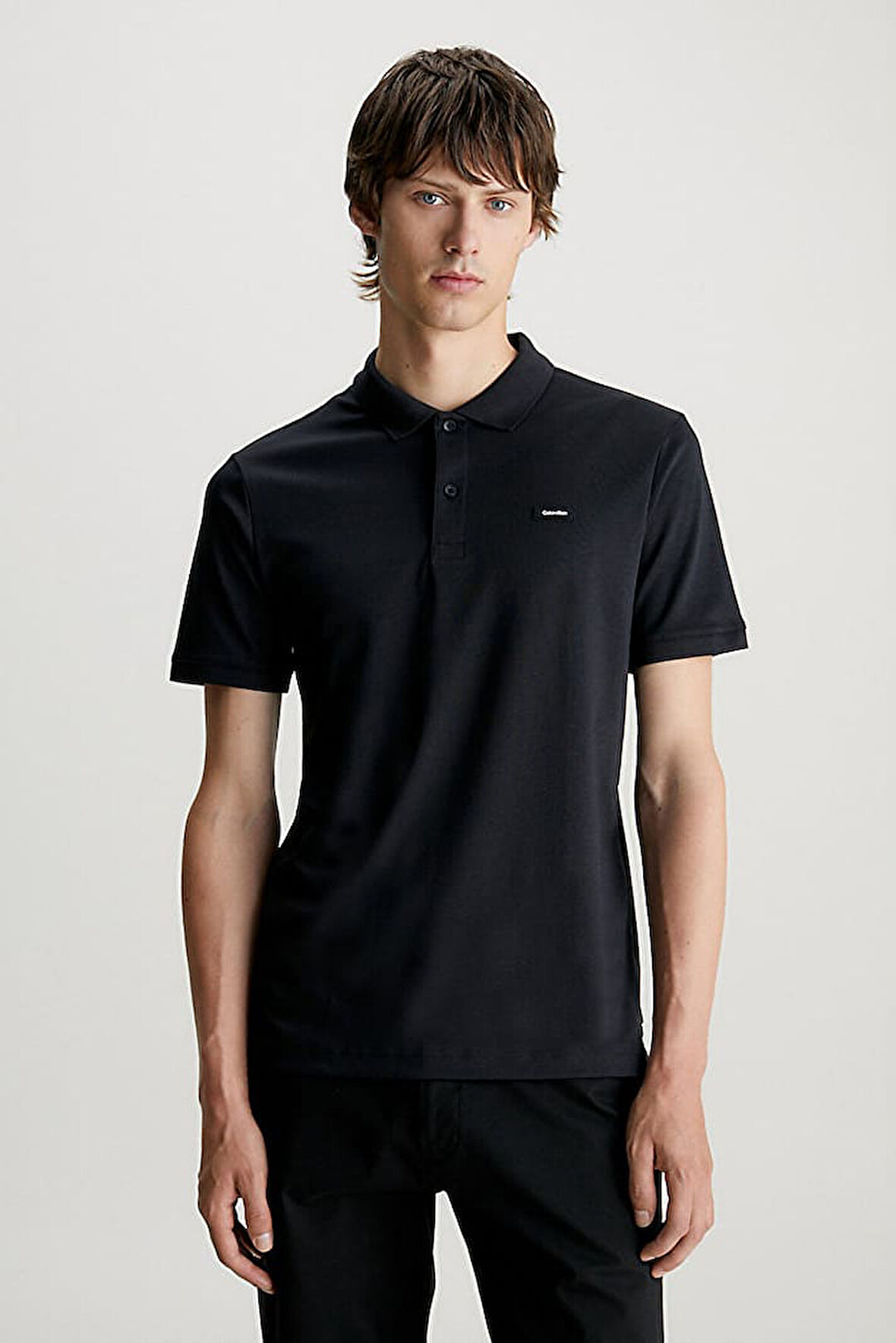 Erkek Ck Smooth Pamuk Polo T-Shirt - Siyah | M