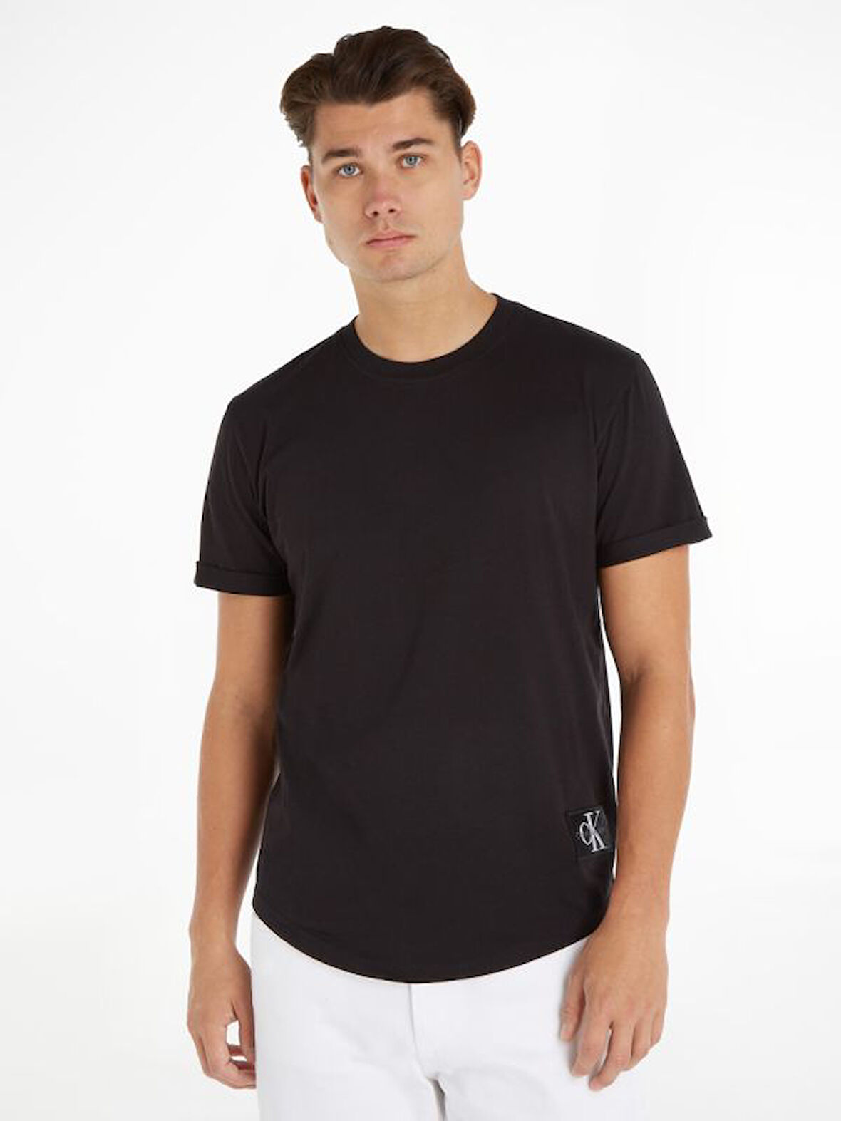 Erkek Calvin Klein Jeans Badge Turn T-Shirt - Siyah | XXL