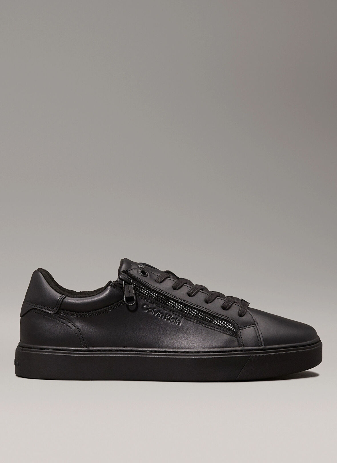 Calvin Klein Siyah Erkek Sneaker LOW TOP LACE UP W/ZIP RUBB