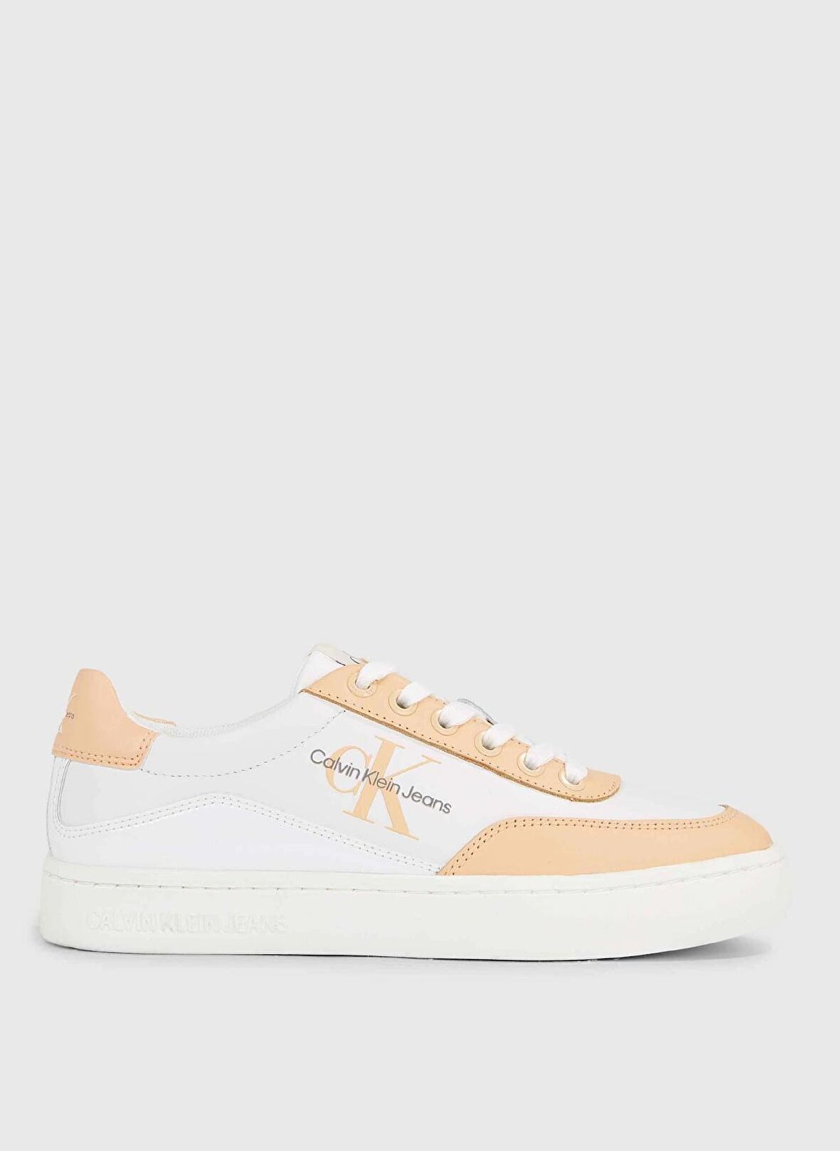 Calvin Klein Beyaz - Turuncu Kadın Deri Sneaker YW0YW0129602S