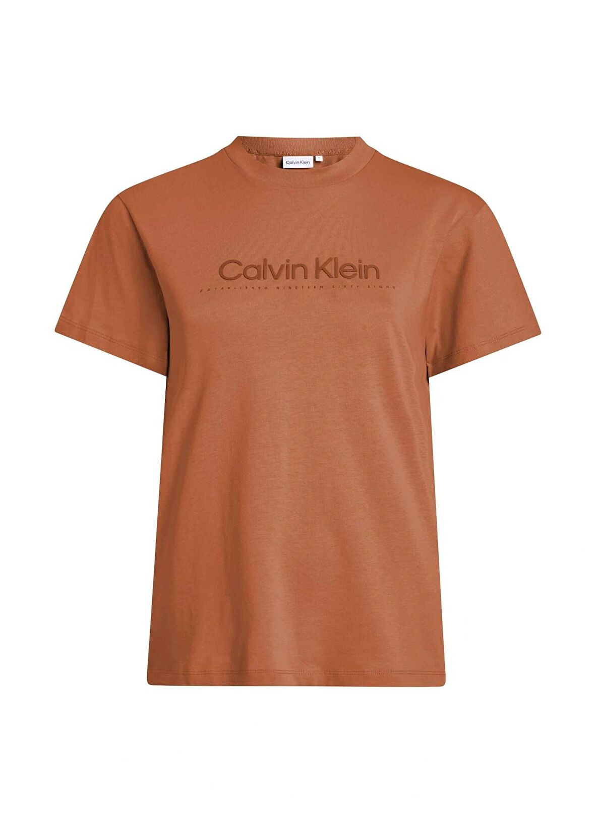 Calvin Klein Bisiklet Yaka Düz Kahve Kadın T-Shirt SATIN PRINT GRAPHIC T SHIRT