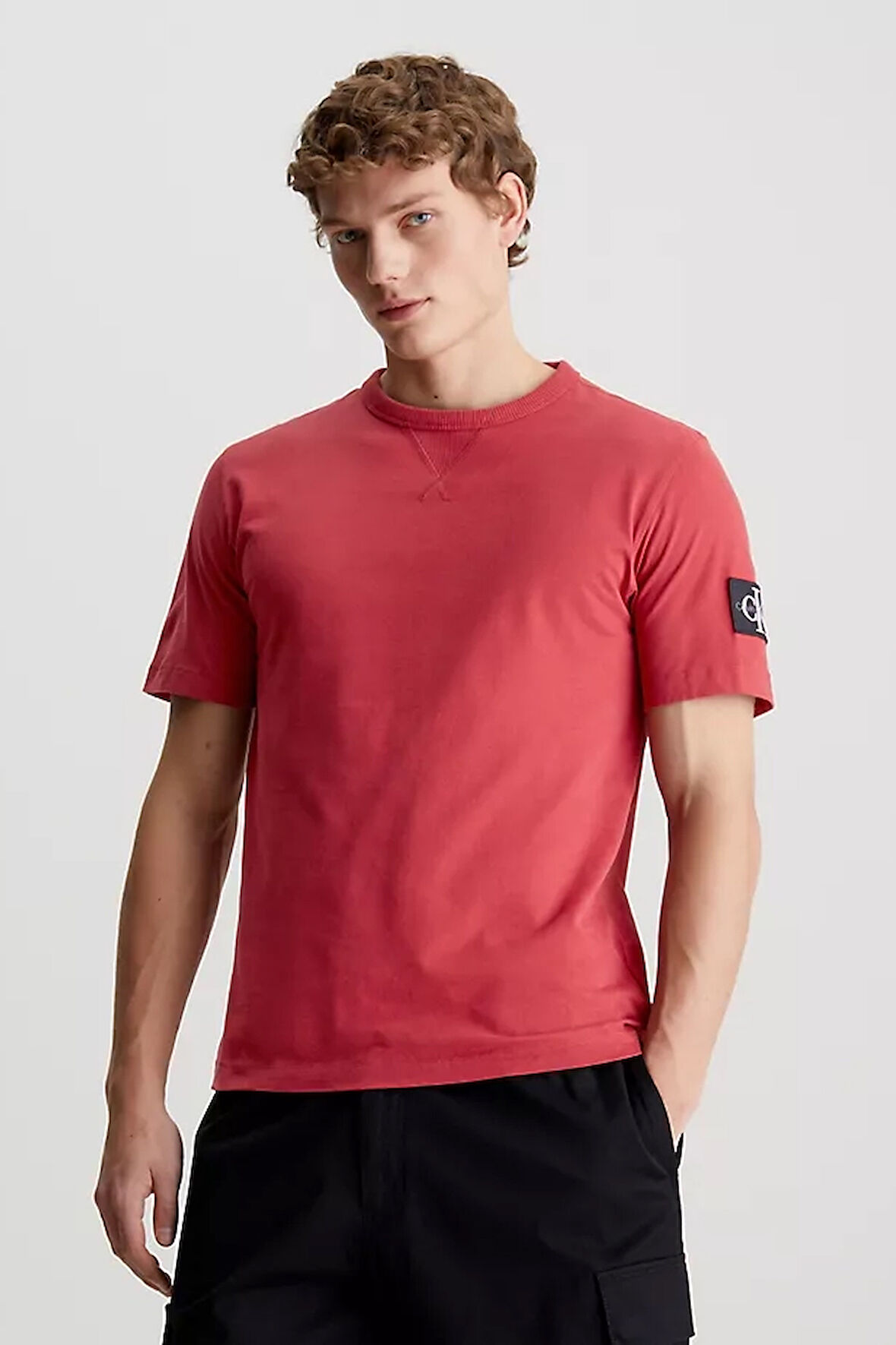 Erkek Kolda Marka Logolu T-Shirt - Kırmızı  | S