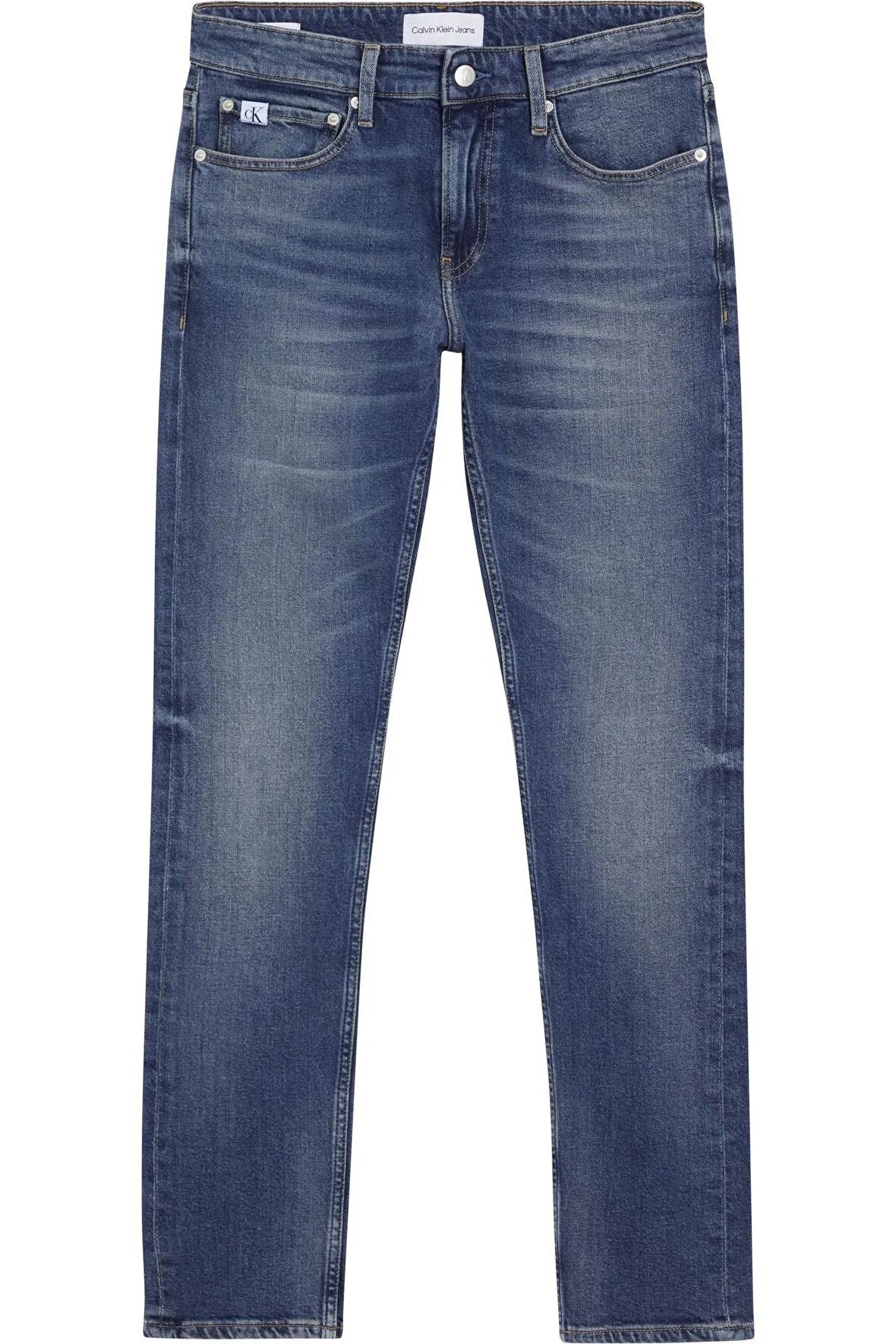 Erkek Marka Logolu Slim Fit Şık Görünüşlü Klasik 5 Cepli  Günlük Kullanıma Uygun Mavi Kot Jeans J30J