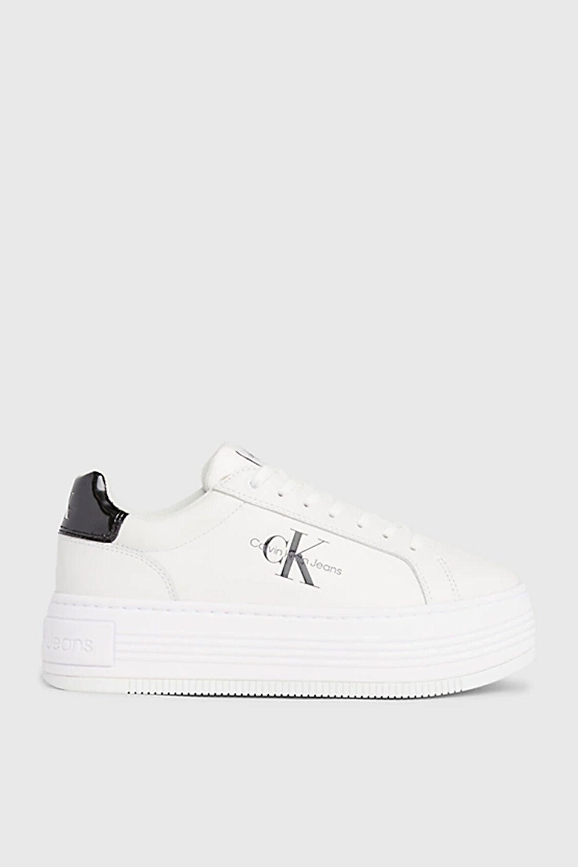 Kadın BOLD Logolu Platform Topuk Deri Sneaker Ayakkabı - Beyaz | 39