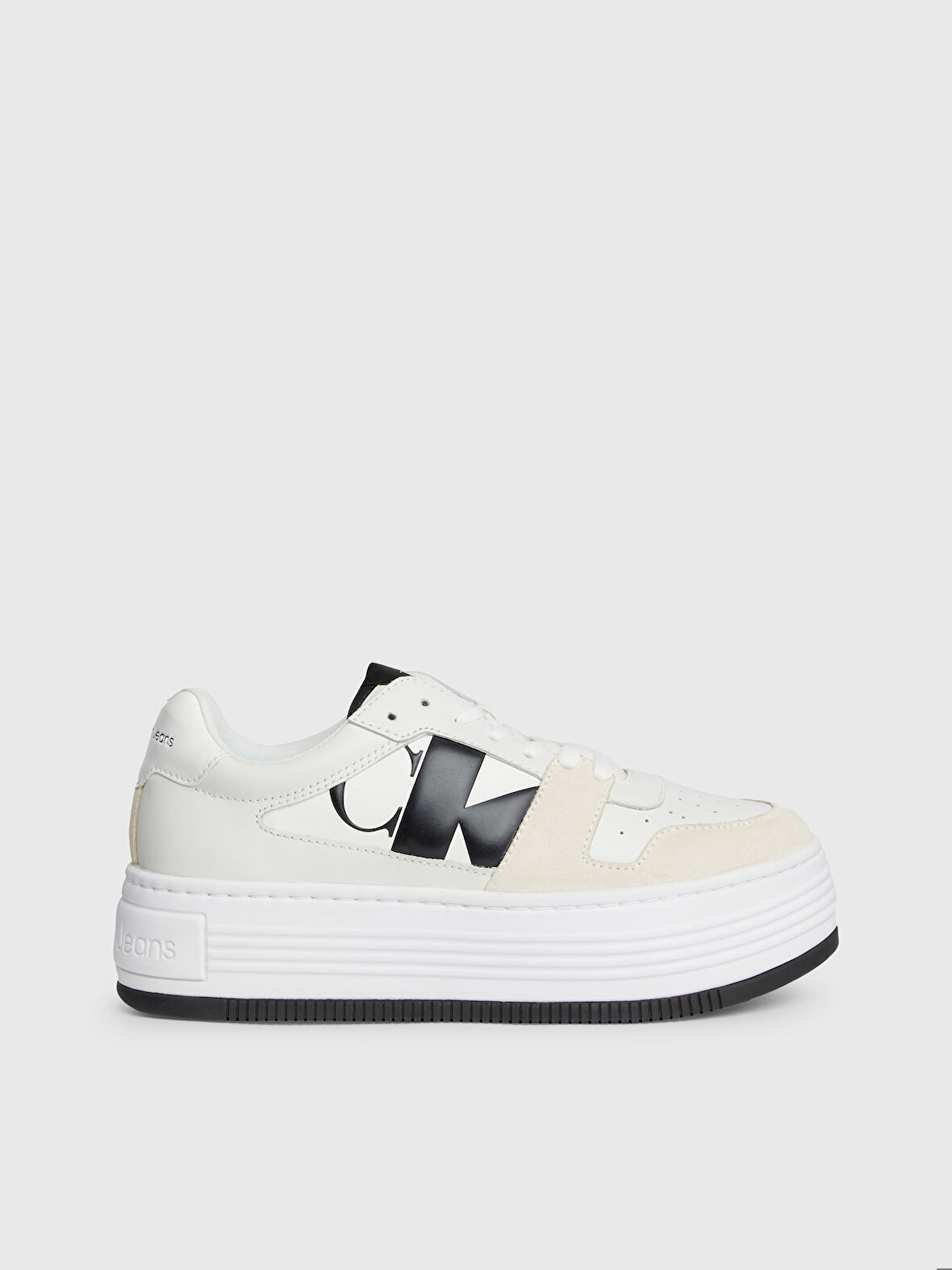 Kadın Calvin Klein Logolu Platform Topuklu Rahat Tabanlı Gündelik Kullanıma Uygun Beyaz Sneaker YW0YW01432-0K8