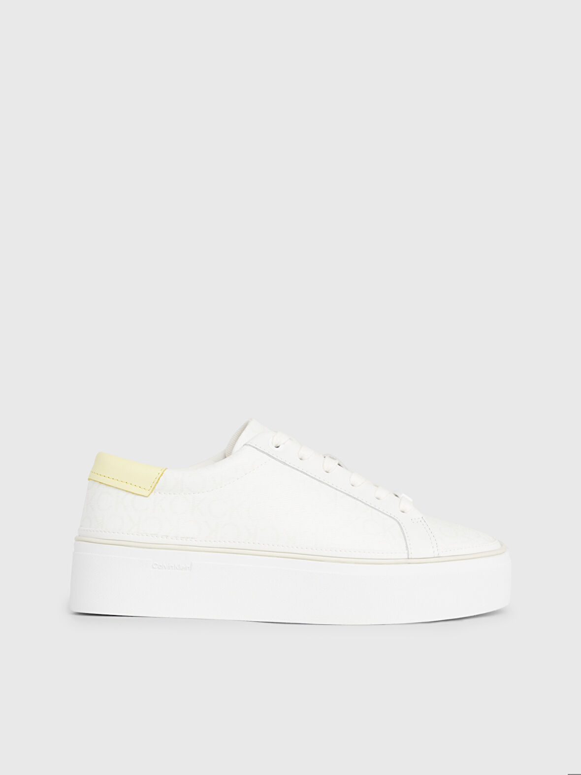 Kadın Calvin Klein Logolu Platform Topuklu Rahat Tabanlı Gündelik Kullanıma Uygun Beyaz Sneaker HW0HW01911-0K6