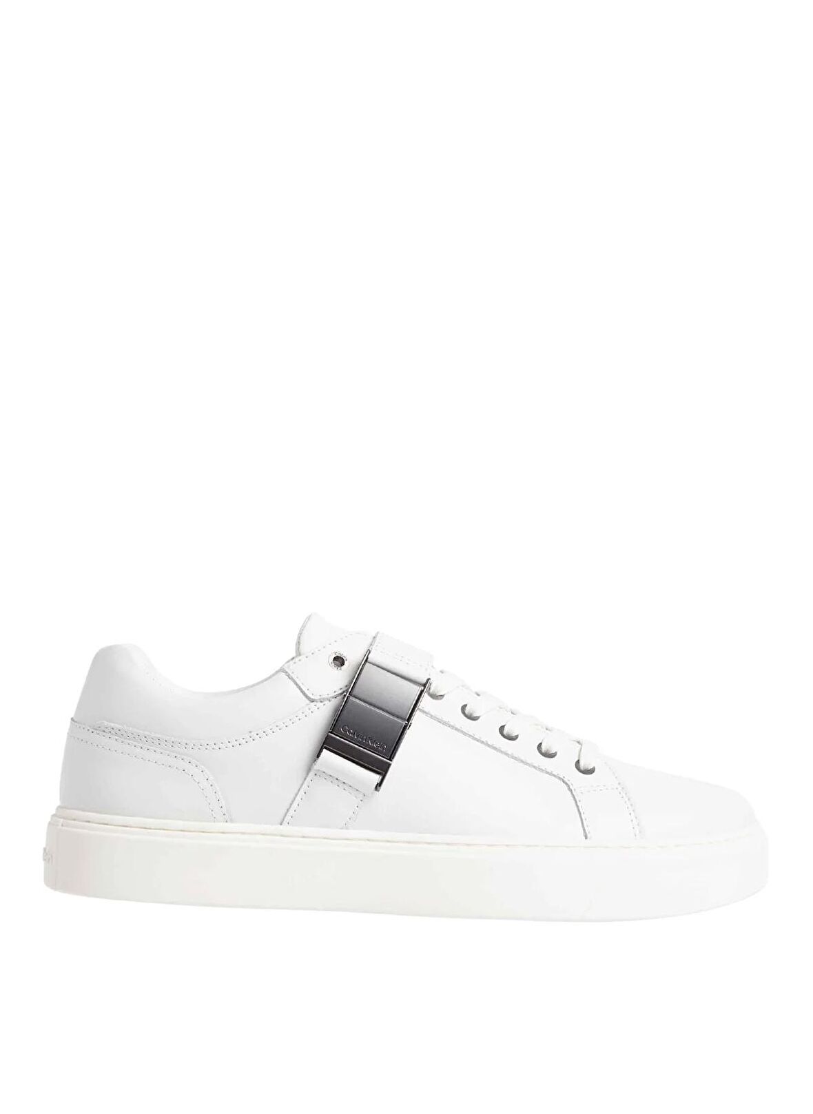 Calvin Klein Beyaz Erkek Sneaker LOW TOP LACE UP W/ ICONIC PLAQUE