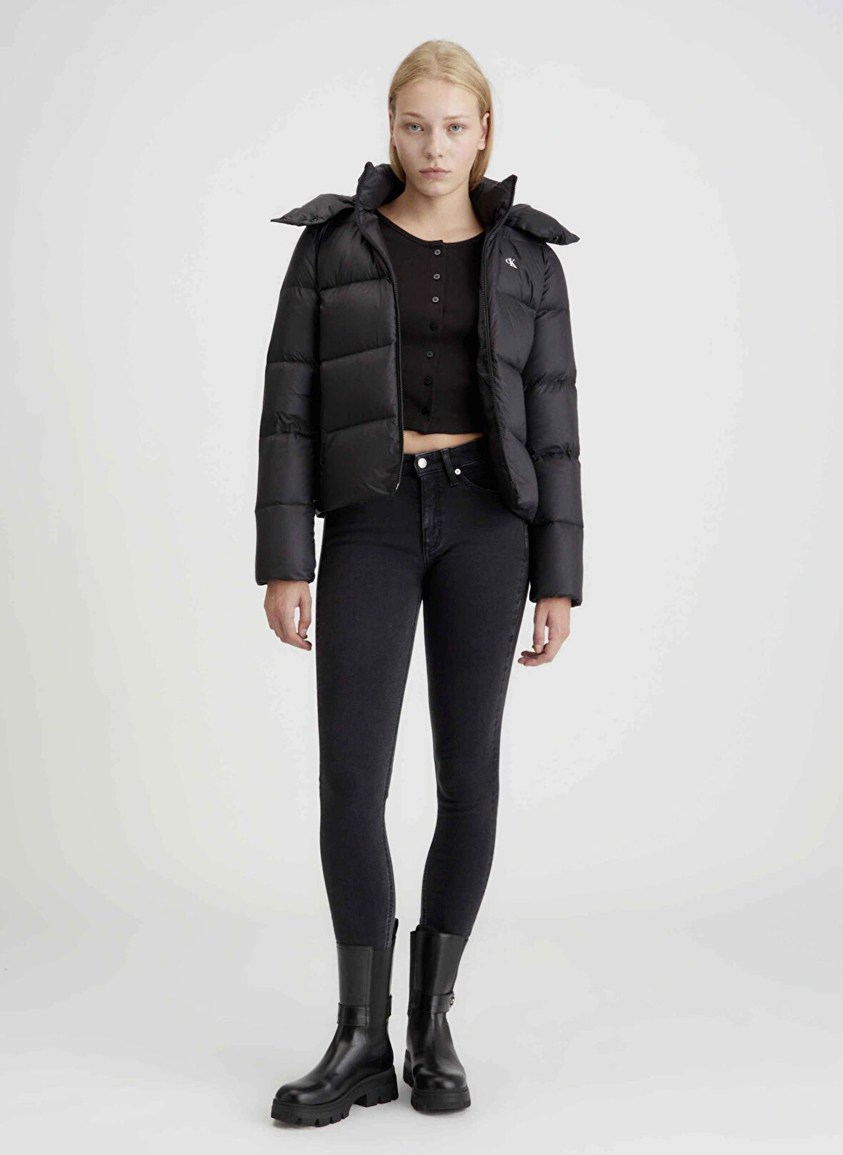 Calvin Klein Jeans Siyah Kadın Şişme Mont MW DOWN SHORT PUFFER