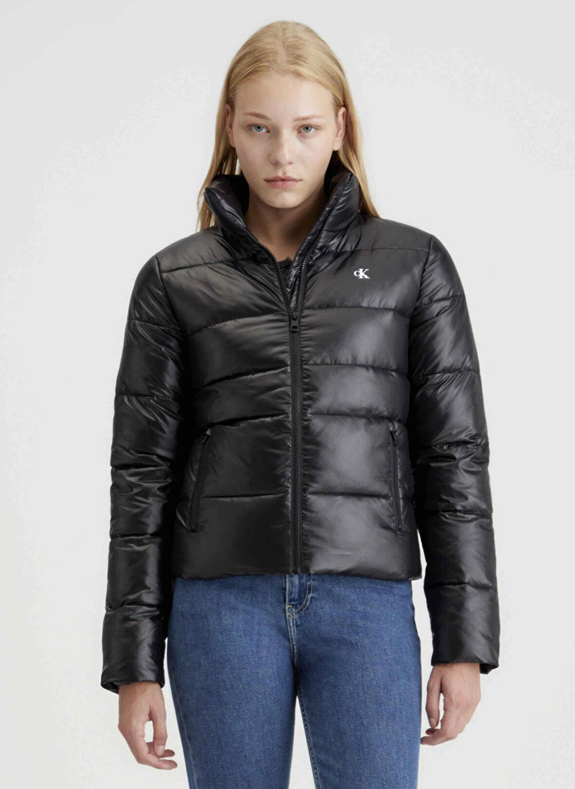 Calvin Klein Jeans Siyah Kadın Şişme Mont LW PADDED FITTED JACKET