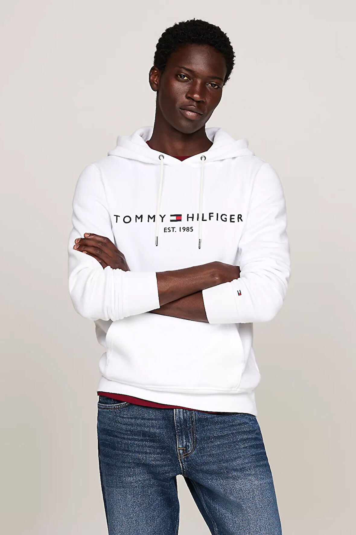 Erkek TOMMY LOGO HOODY Sweatshirt - Beyaz | XS