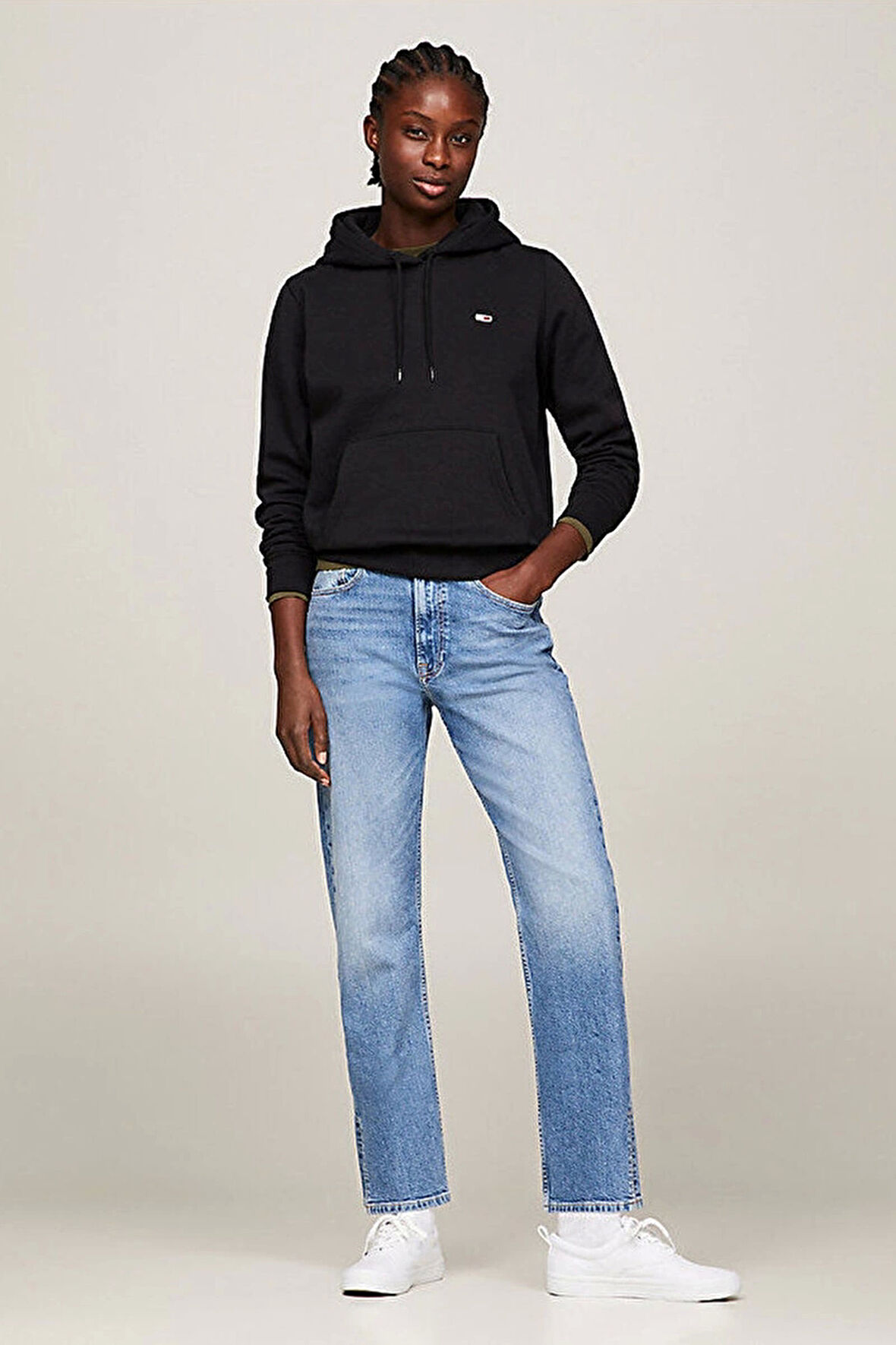 Tommy Hilfiger Kadın Siyah Kapüşonlu Sweatshirt