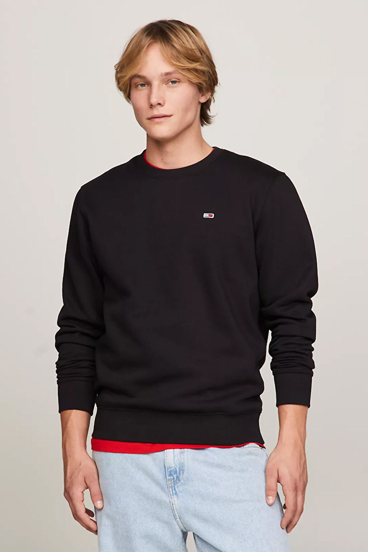 Erkek Bayrak Yama Polar Sweatshirt - Siyah | XS
