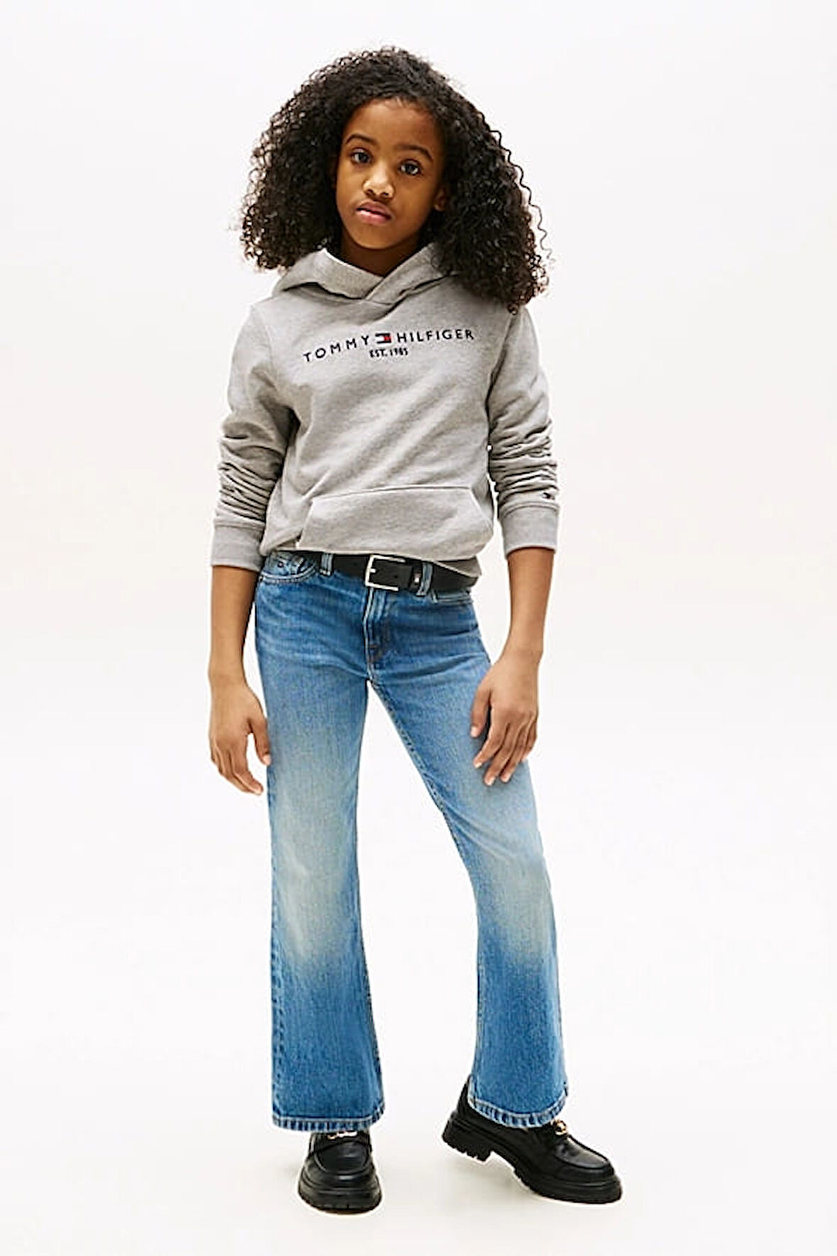 Unisex Çocuk Th Essential Hoodie Kapüşonlu Sweatshirt - Gri | 7 Yaş