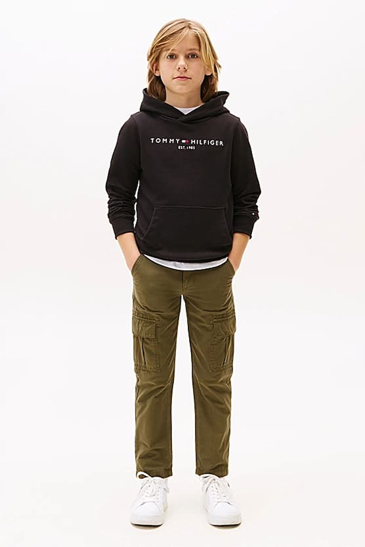 Unisex Çocuk Th Essential Hoodie Kapüşonlu Sweatshirt - Siyah | 8 Yaş