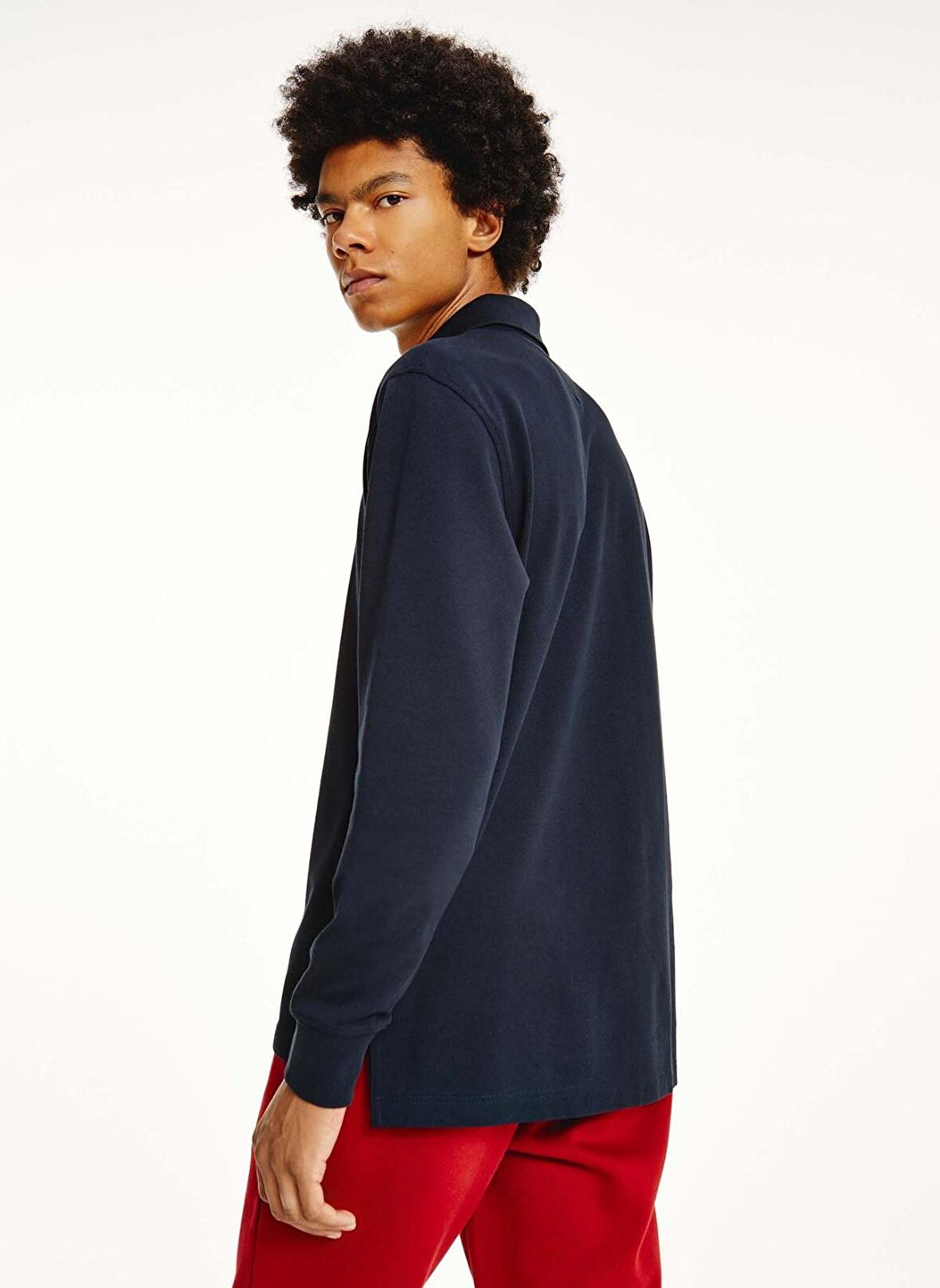 Tommy Hilfiger  Polo Yaka Regular Fit Düz Mavi Erkek Tişört