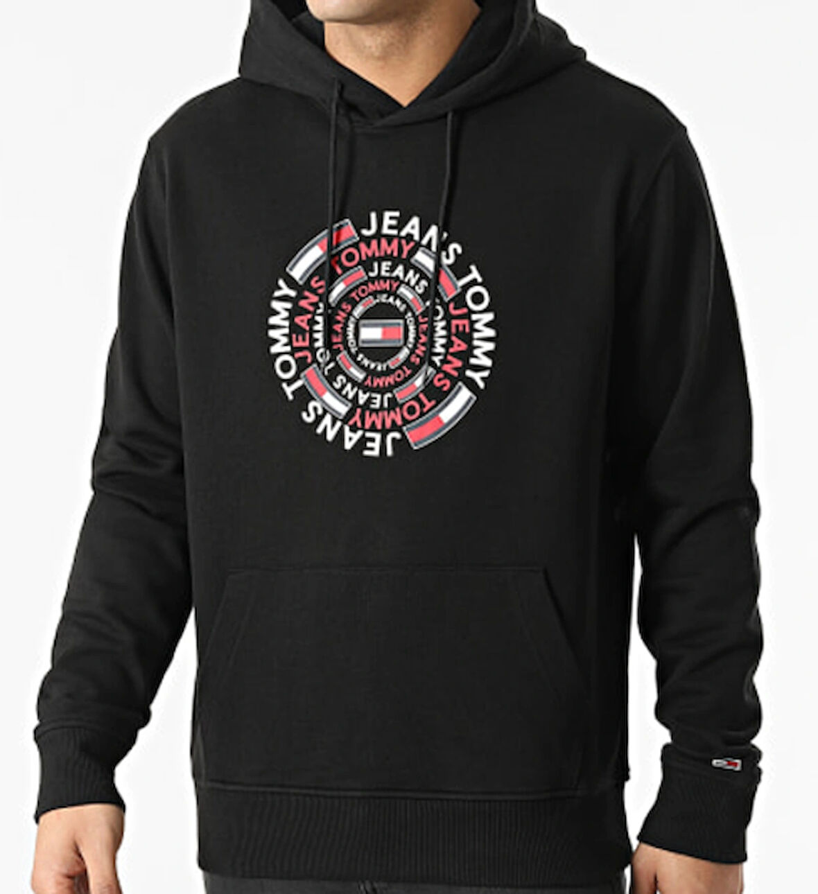 tommy hilfiger Yuvarlak Grafikli Kapüşonlu Sweatshirt 3288 Siyah