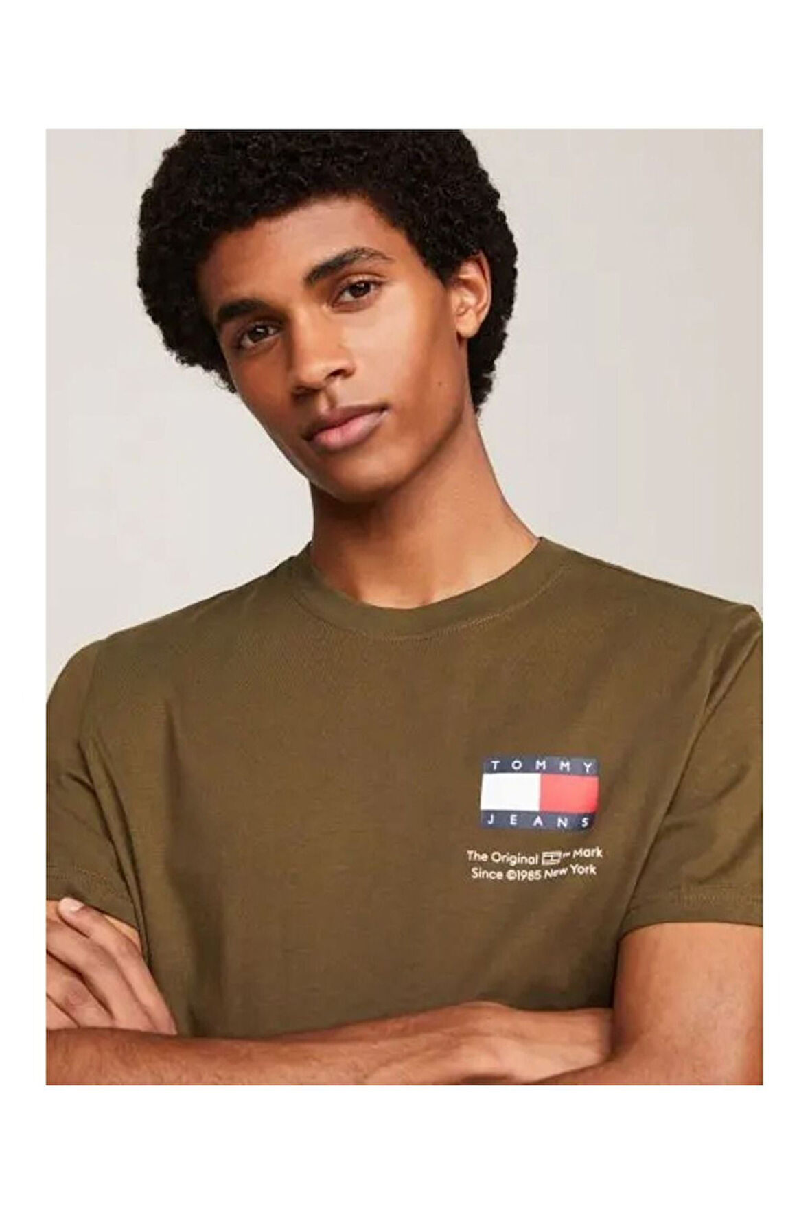 Erkek Zeytin Yeşili Tjm Slim Essential Bayrak Tişörtü