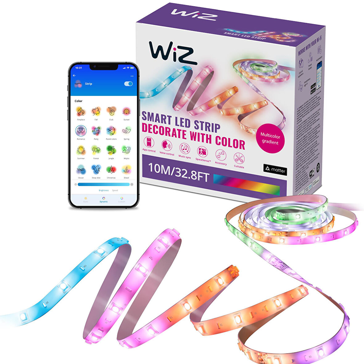 Wiz RGBIC 10 Metre Akıllı Led Şerit (16 Milyon Renk, Wi-Fi Kontrollü) - Google Home, Alexa and HomeKit