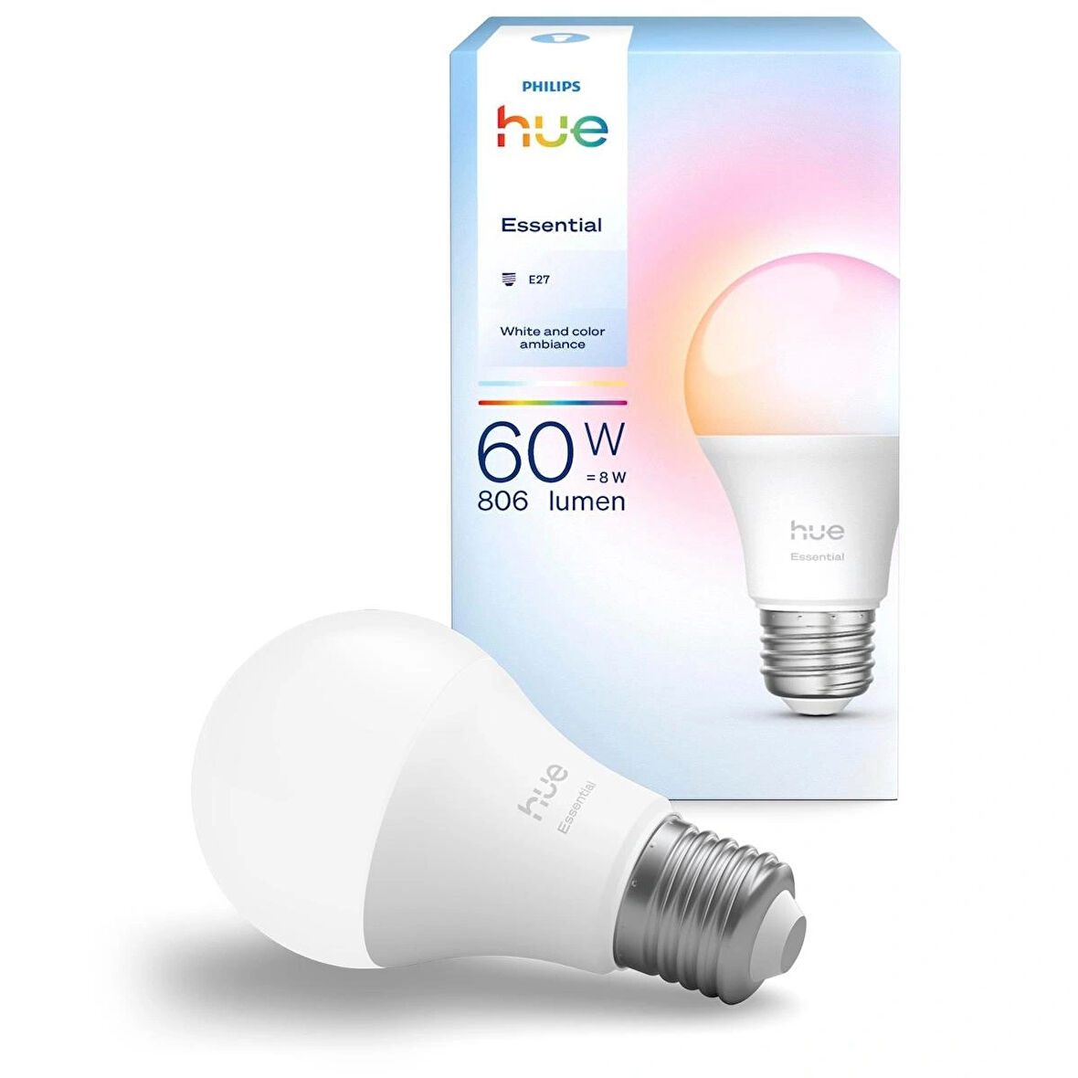 Philips Hue Essential 8W E27 806 Lumen Renkli Akıllı Ampul A60