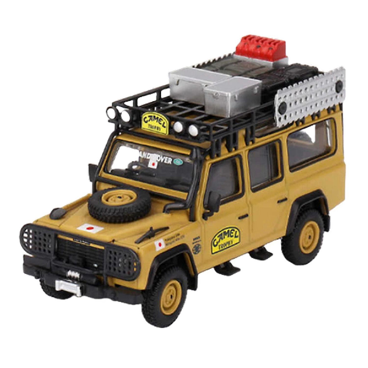 1:64 Diecast Land Rover Defender 110 1989 Camel Trophy Amazon Team Japan Mini GT Model Araba