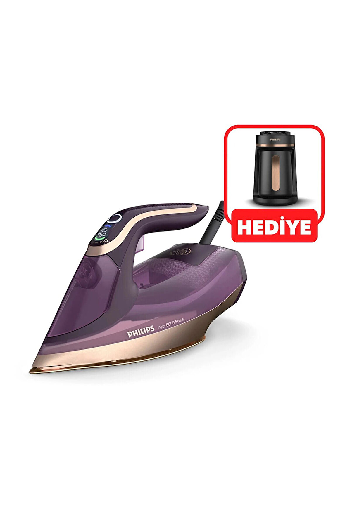 PHILIPS DST8040/30 BUHARLI UTU+HDA150/60 TURK KAHVE MAKINESI HEDIYE SET