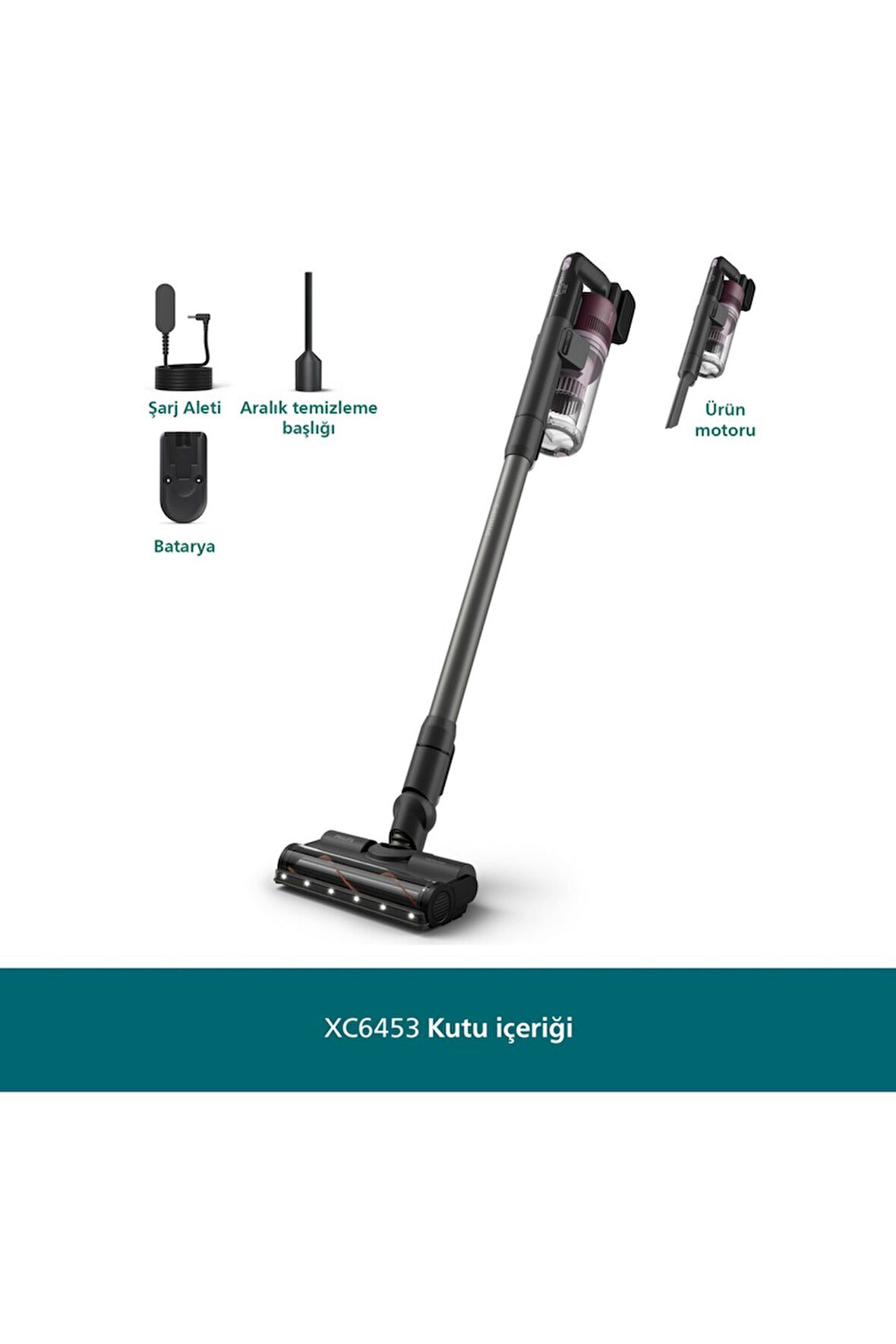 6000 Serisi Kablosuz Dikey Süpürge, PowerCyclone 11, 64 Dakika Kullanım Süresi, XC6453/00