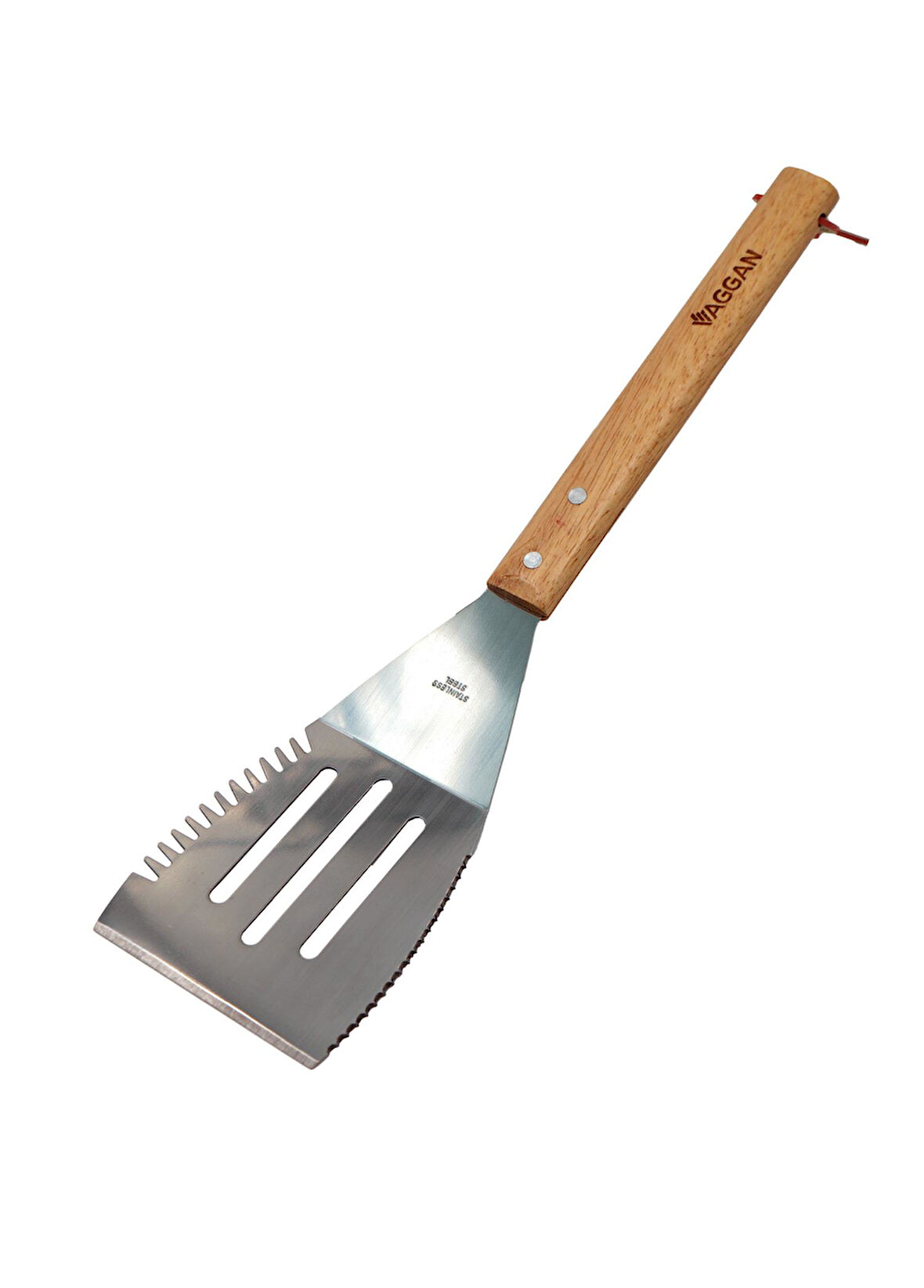 Barbekü Spatula Ahşap Sap Tırtıklı Paslanmaz Çelik 41cm
