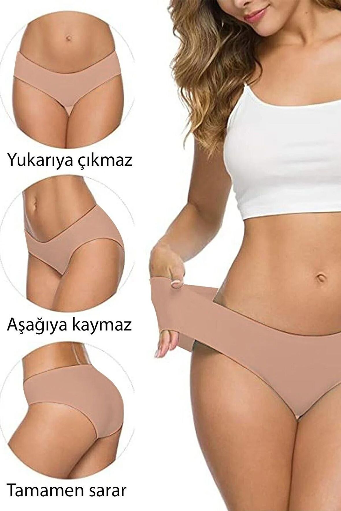 Kadın Lazer Kesim Dikişsiz Esnek Iz Yapmayan Toparlayıcı 5'li 5 Adet Külot