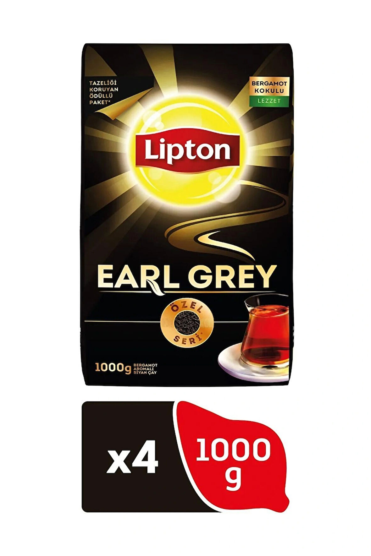 Lipton Earl Grey 1 kg 4'lü Bergamotlu Çay