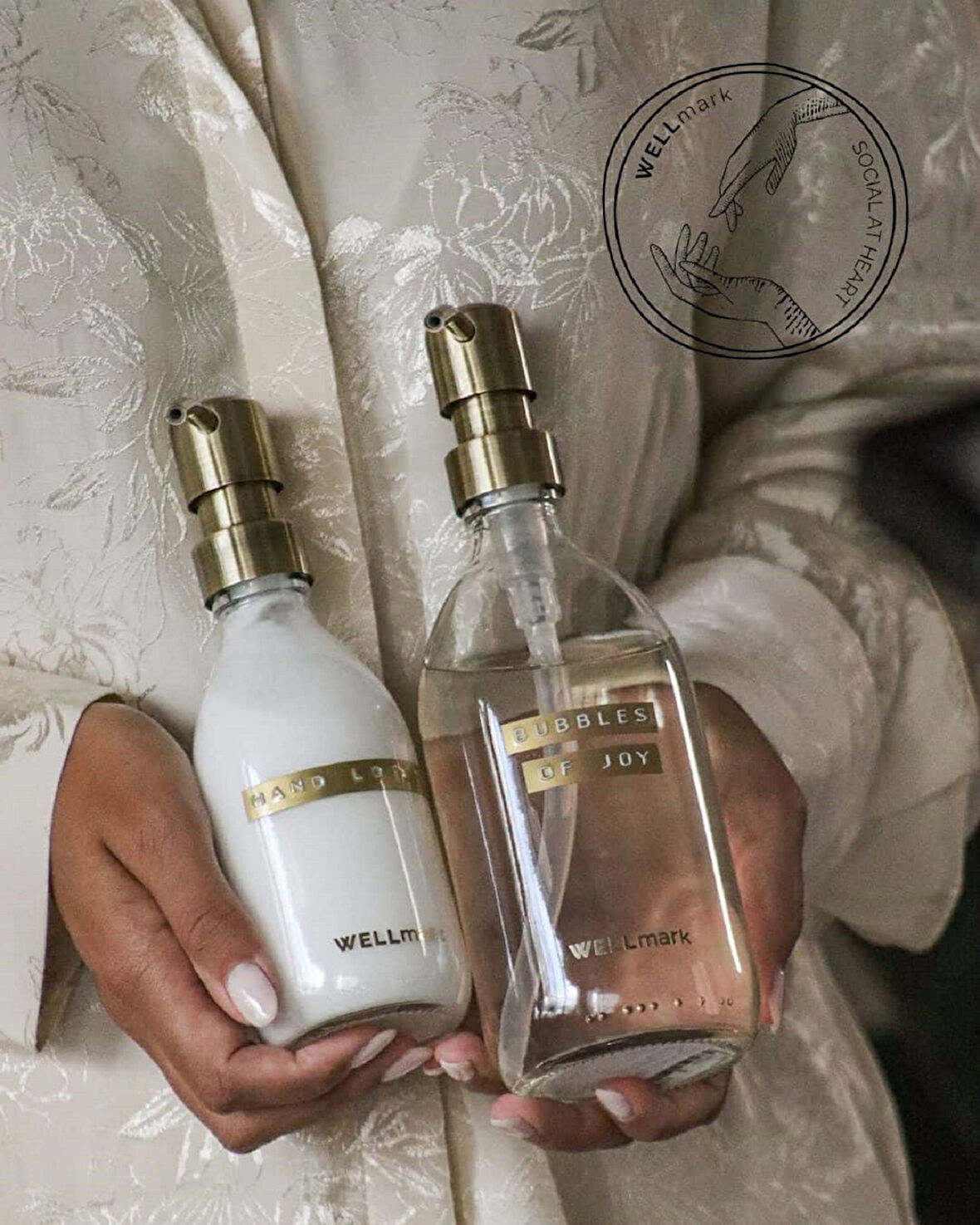 WELLmark Fresh Linen Cam Şişe Sıvı Sabun-Sabunluk