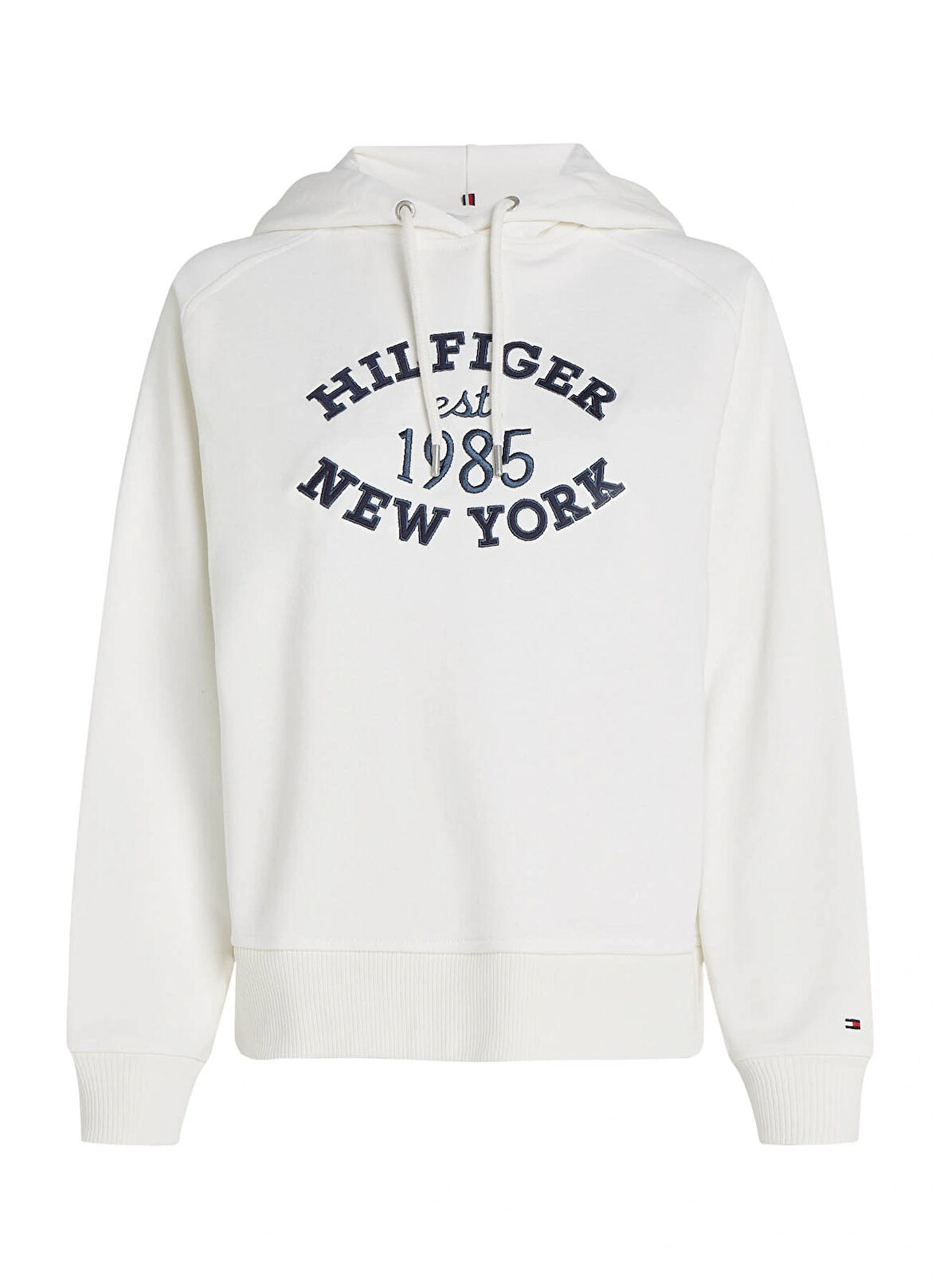 Tommy Hilfiger Kapüşon Yaka Nakışlı Beyaz Kadın Sweatshırt MDRN REG VARSITY HOODIE