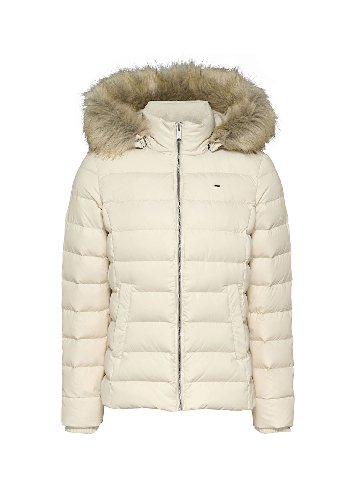 Tommy Jeans Krem Kadın Şişme Mont TJW BASIC HOODED DOWN JACKET EXT