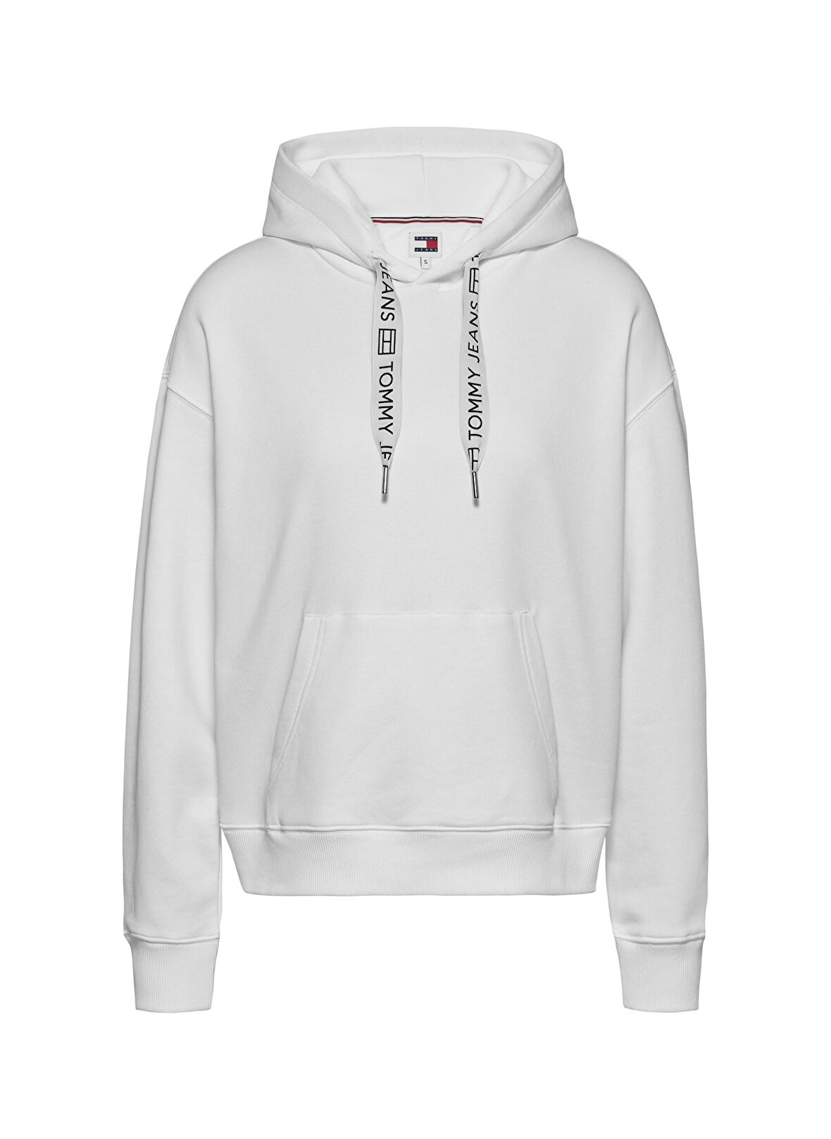 Tommy Jeans Düz Beyaz Kadın Sweatshırt TJW BXY LOGO DRAWCORD HOODIE EXT