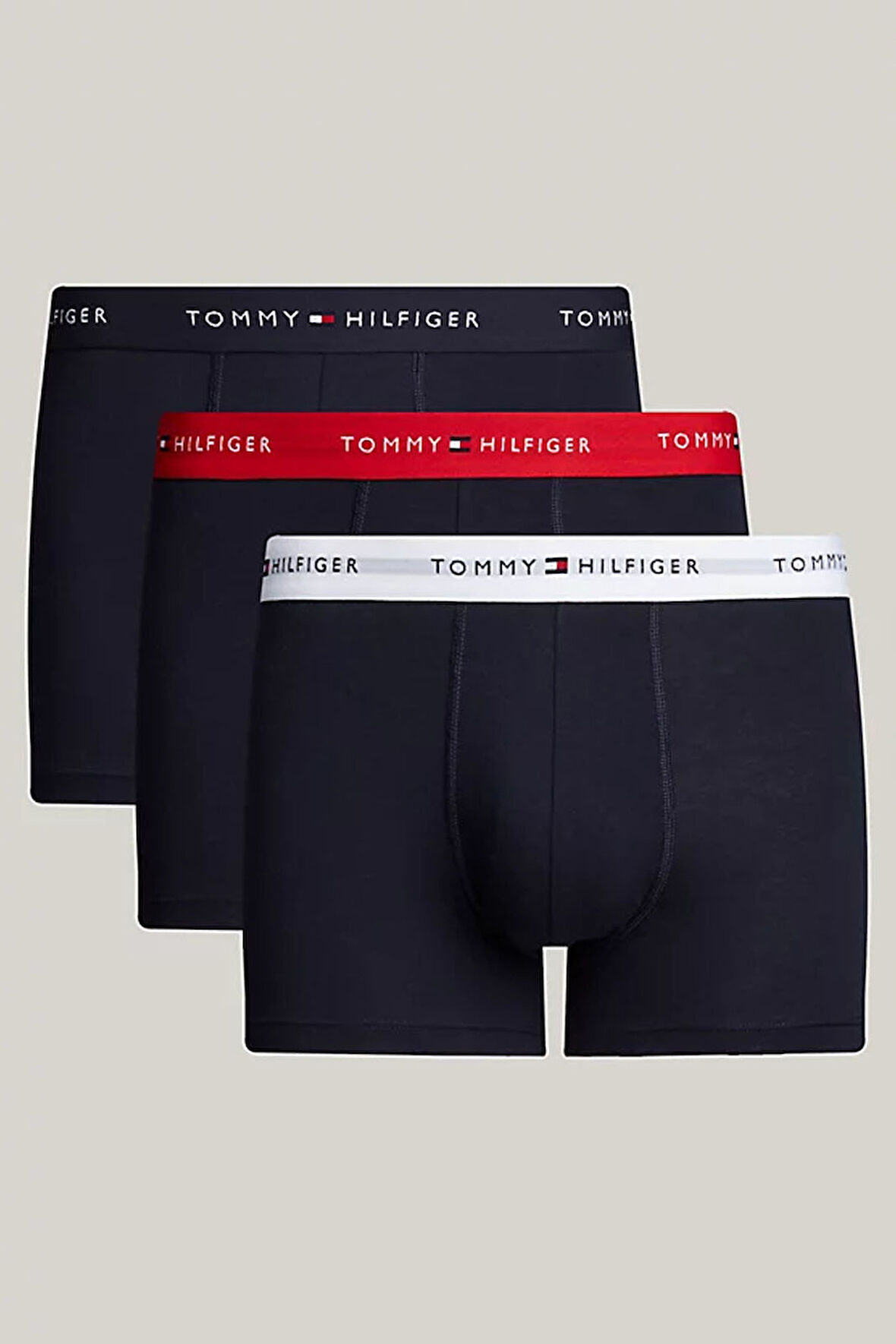 Erkek 3'lü Paket Logolu Bel Bantlı Boxer - Siyah | XL