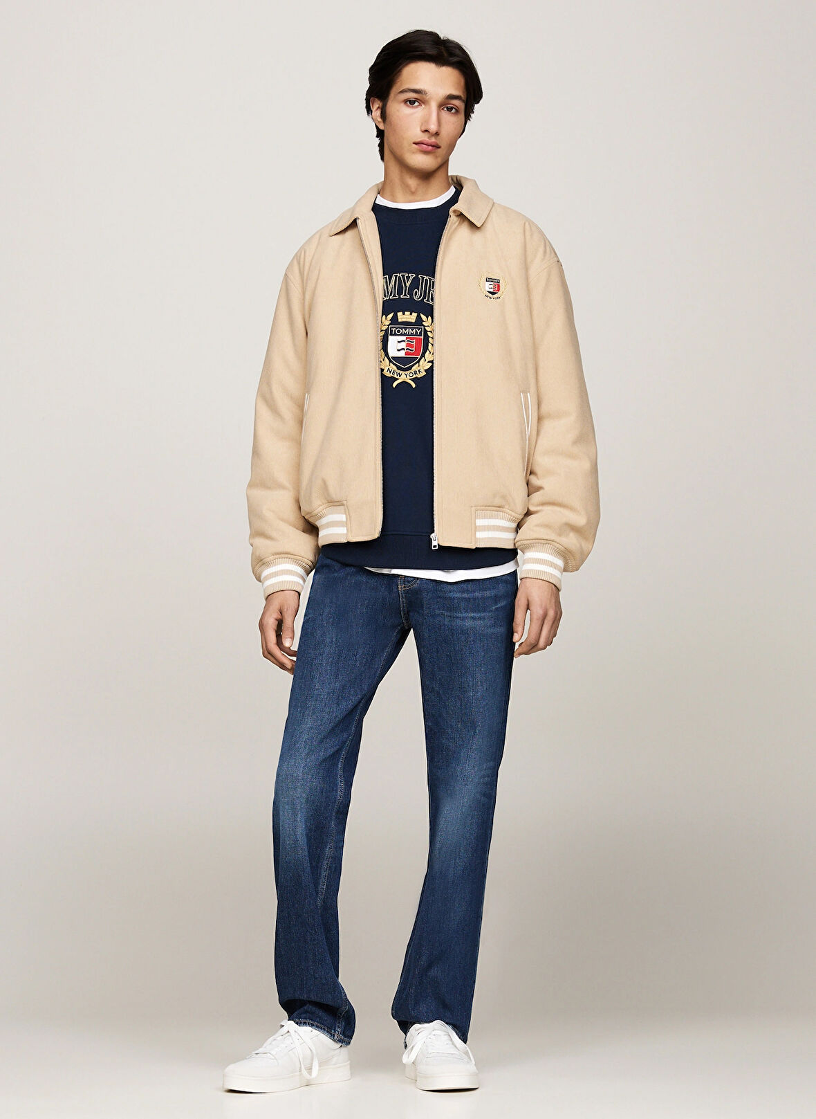 Tommy Jeans Bej Erkek Mont DM0DM19626AB9 CREST CORD LETTERMAN