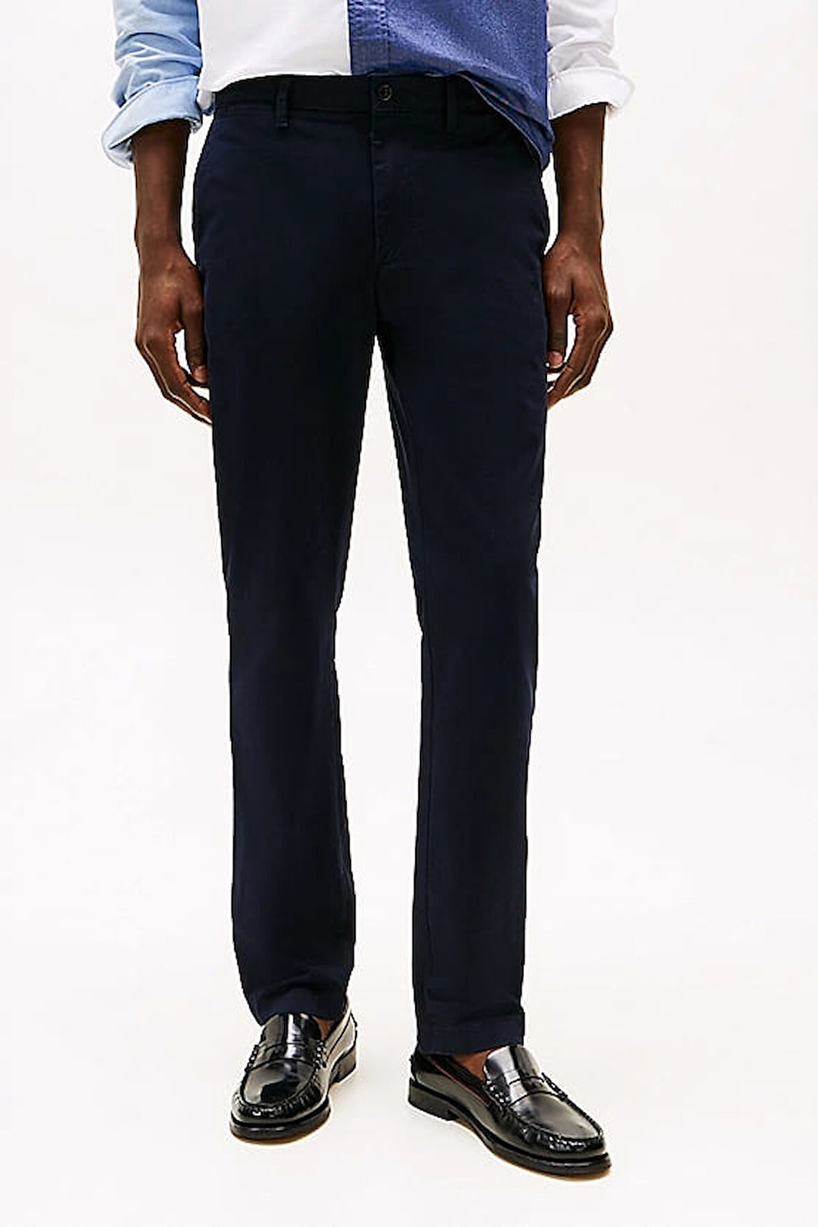 Erkek Th Denton Düz Paça Chino Pantolon - Lacivert | 29/30