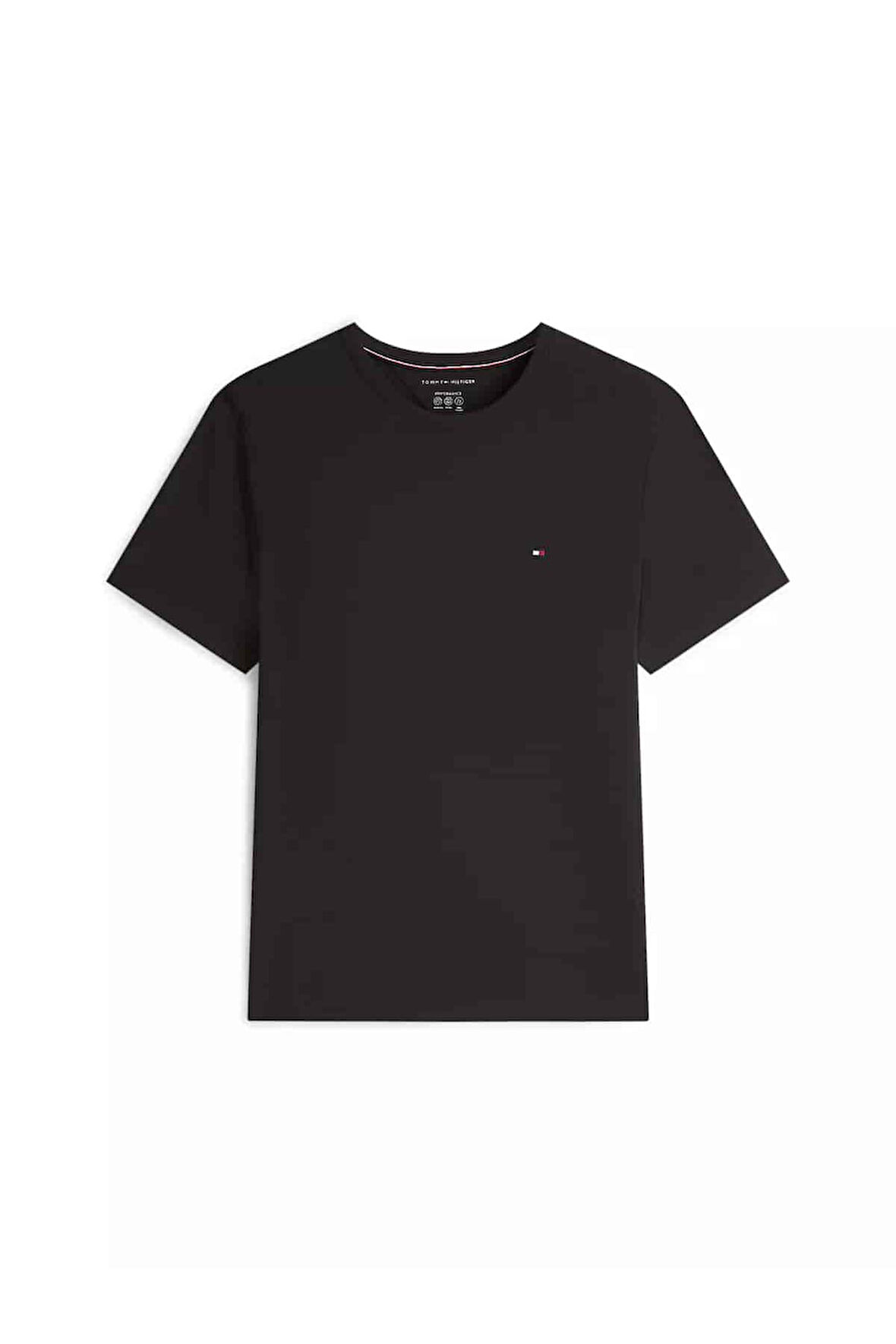 Erkek Tam Kalıp Bisiklet Yaka Teknik Kumaş T-Shirt - Siyah | S