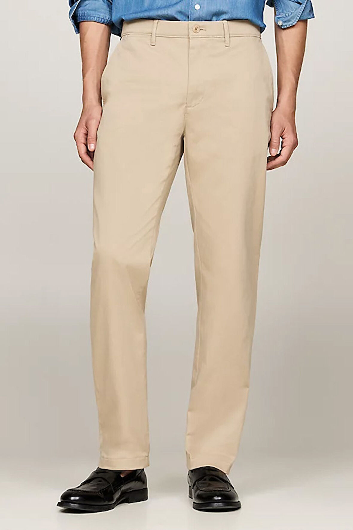 Erkek Denton Saten Düz Paça Chino Pantolon - Bej | 34/30