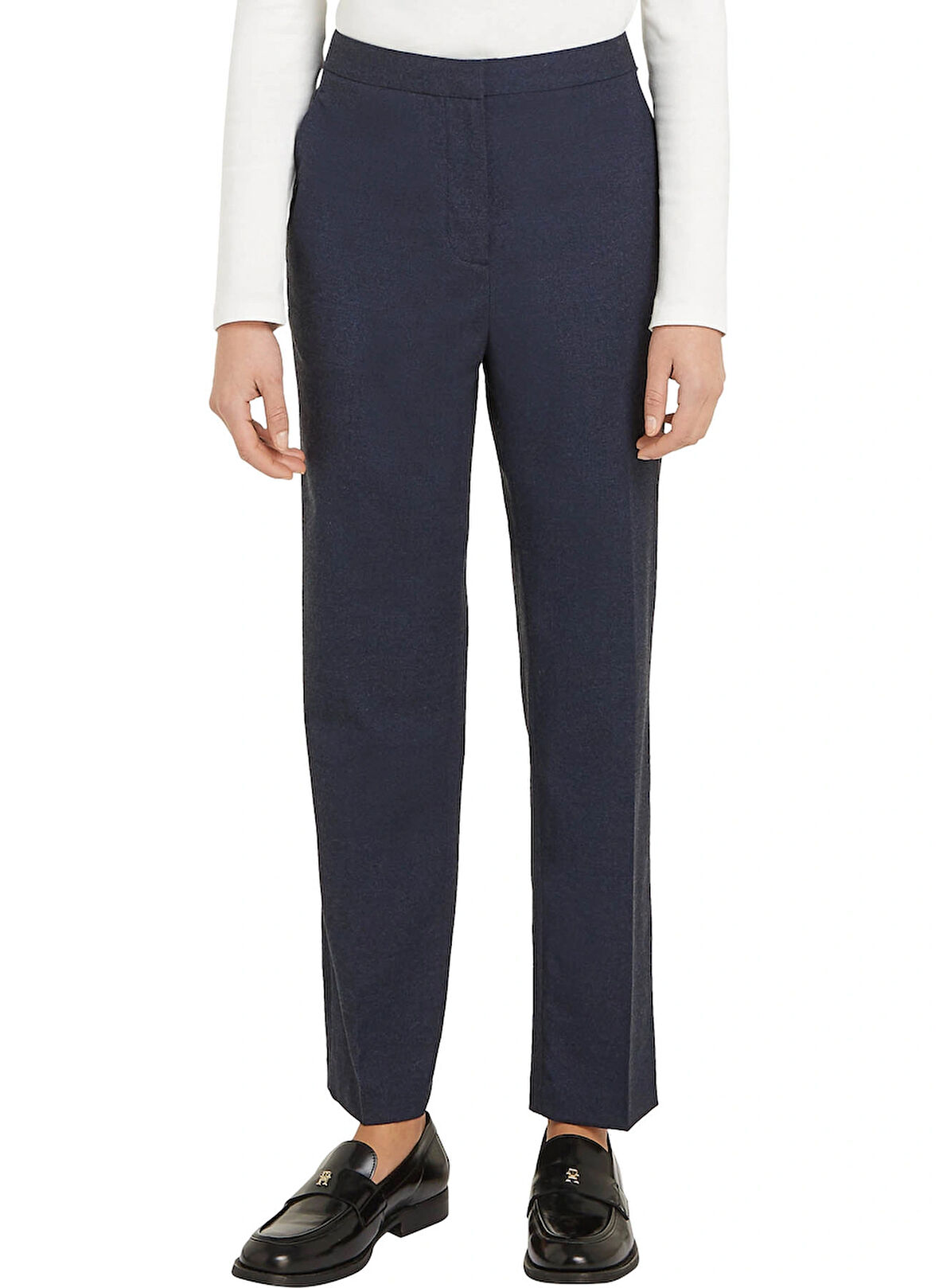 Tommy Hilfiger Standart Bel Standart Lacivert Kadın Pantolon FLANNEL SLIM STRAIGHT PANT