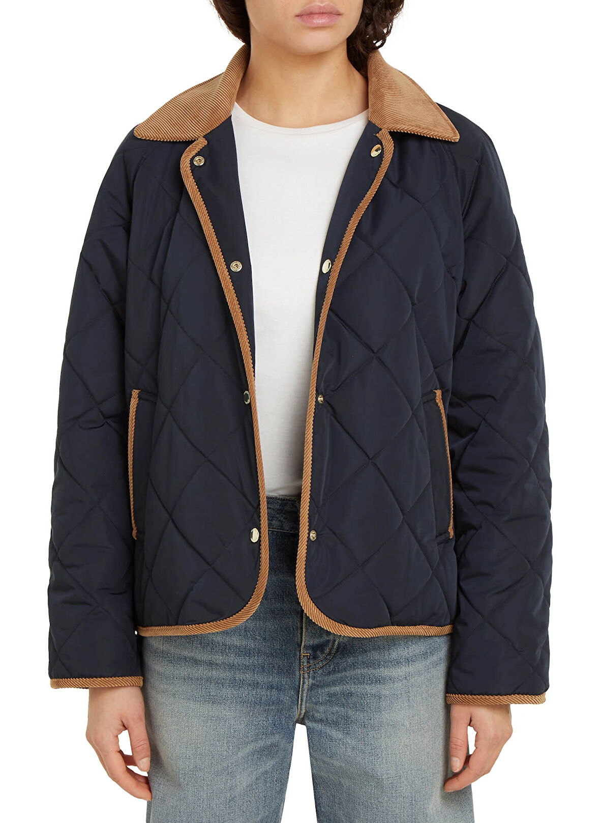 Tommy Hilfiger Standart Lacivert Kadın Ceket QUILTED REVERSIBLE JACKET