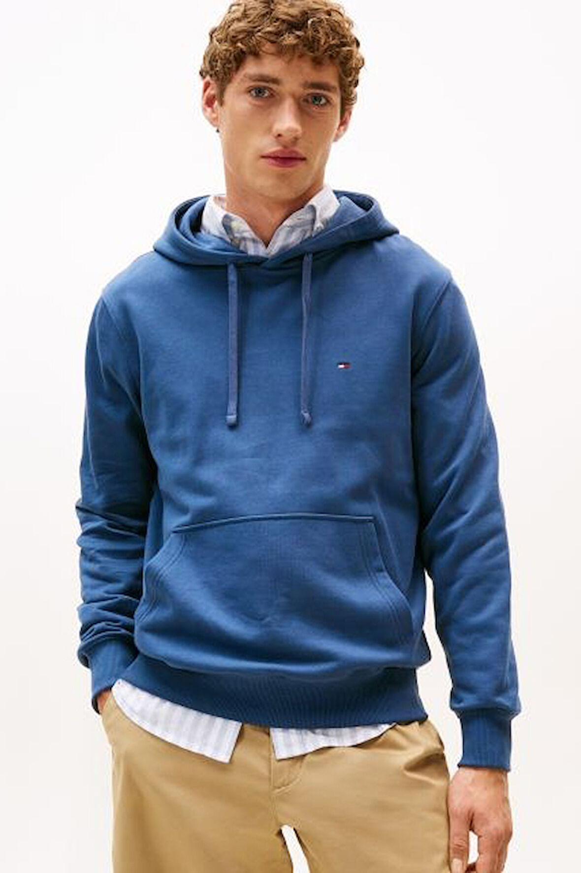 Erkek Terry Regular Fit Basic Kapüşonlu Sweatshirt - Mavi | M