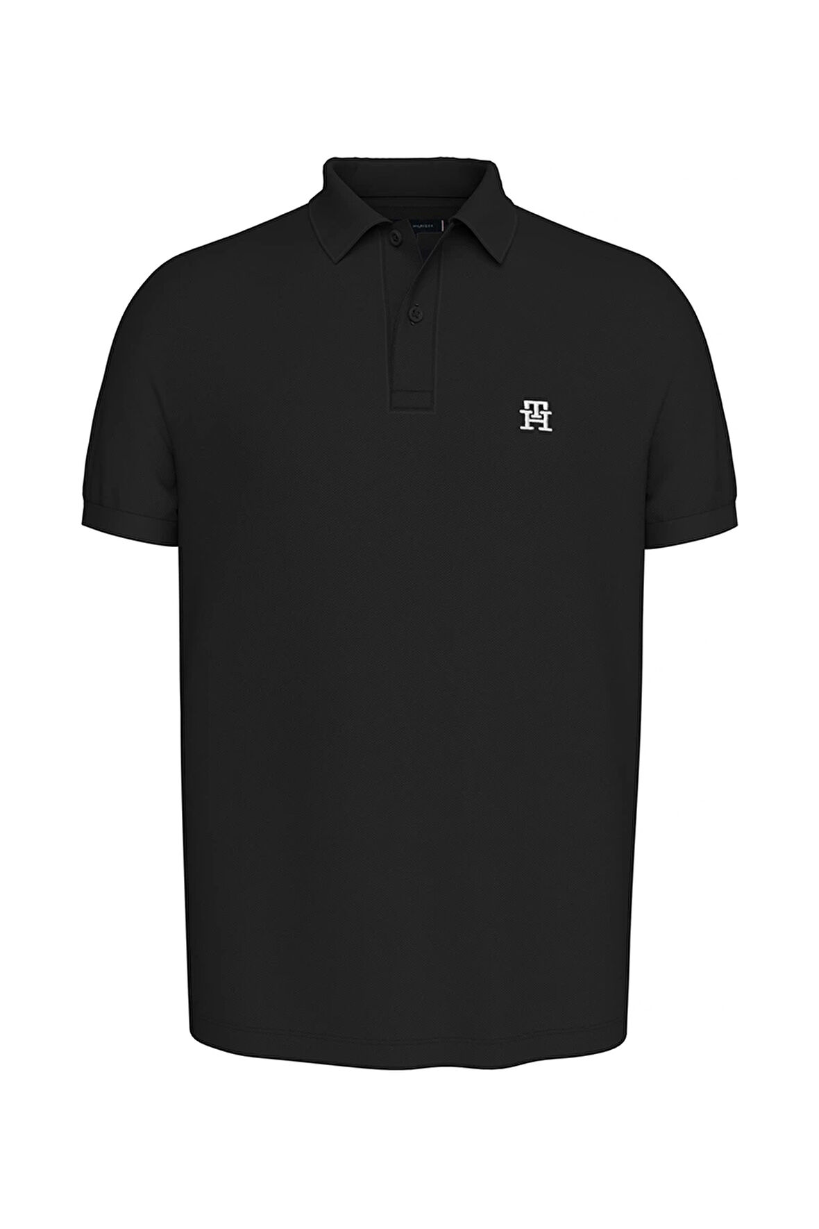 Tommy hılfıger Erkek Logolu Polo Yaka Siyah T-shirt