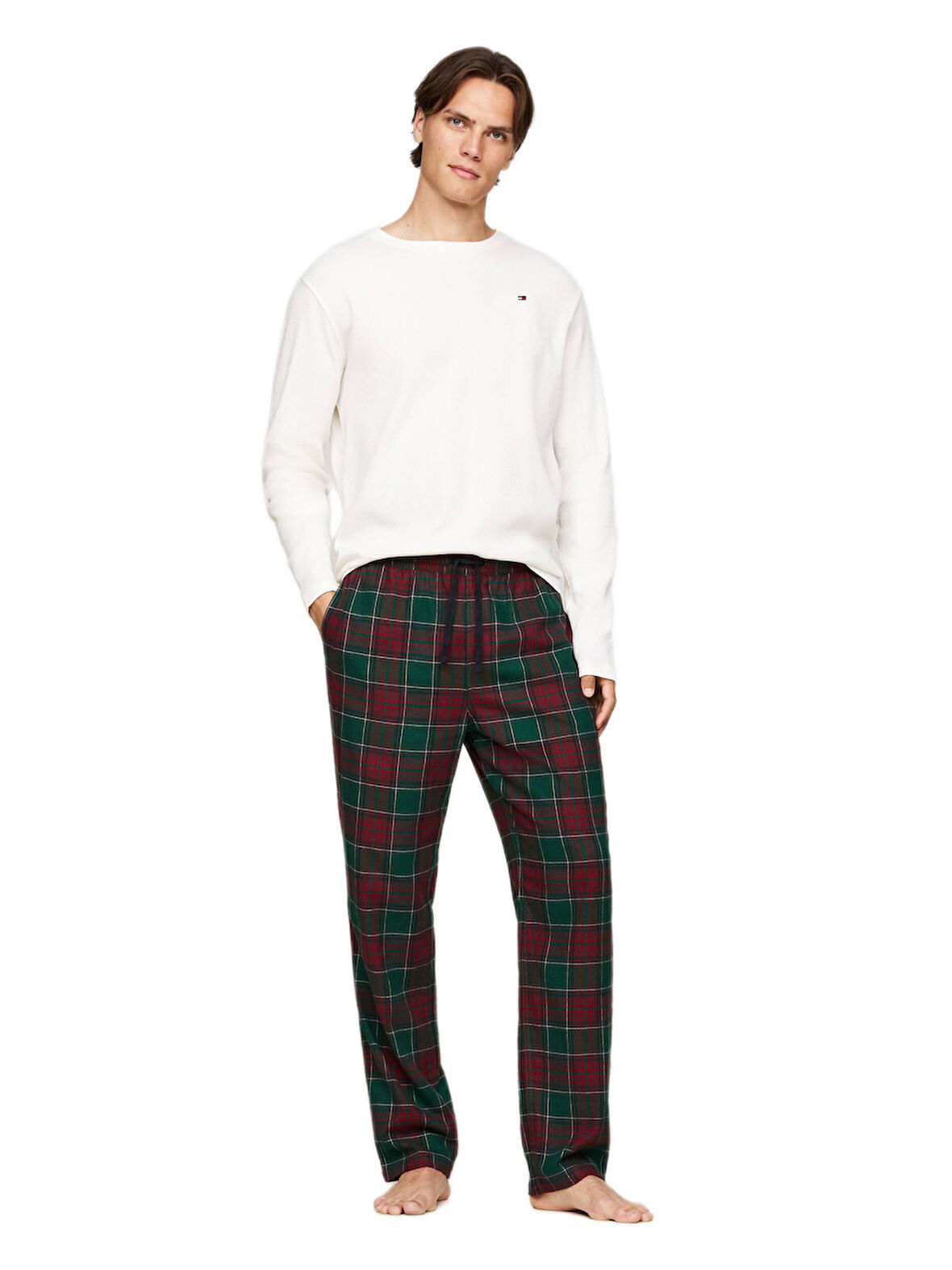 Tommy Hilfiger Erkek Beyaz Waffle Pijama Takımı UM0UM03338