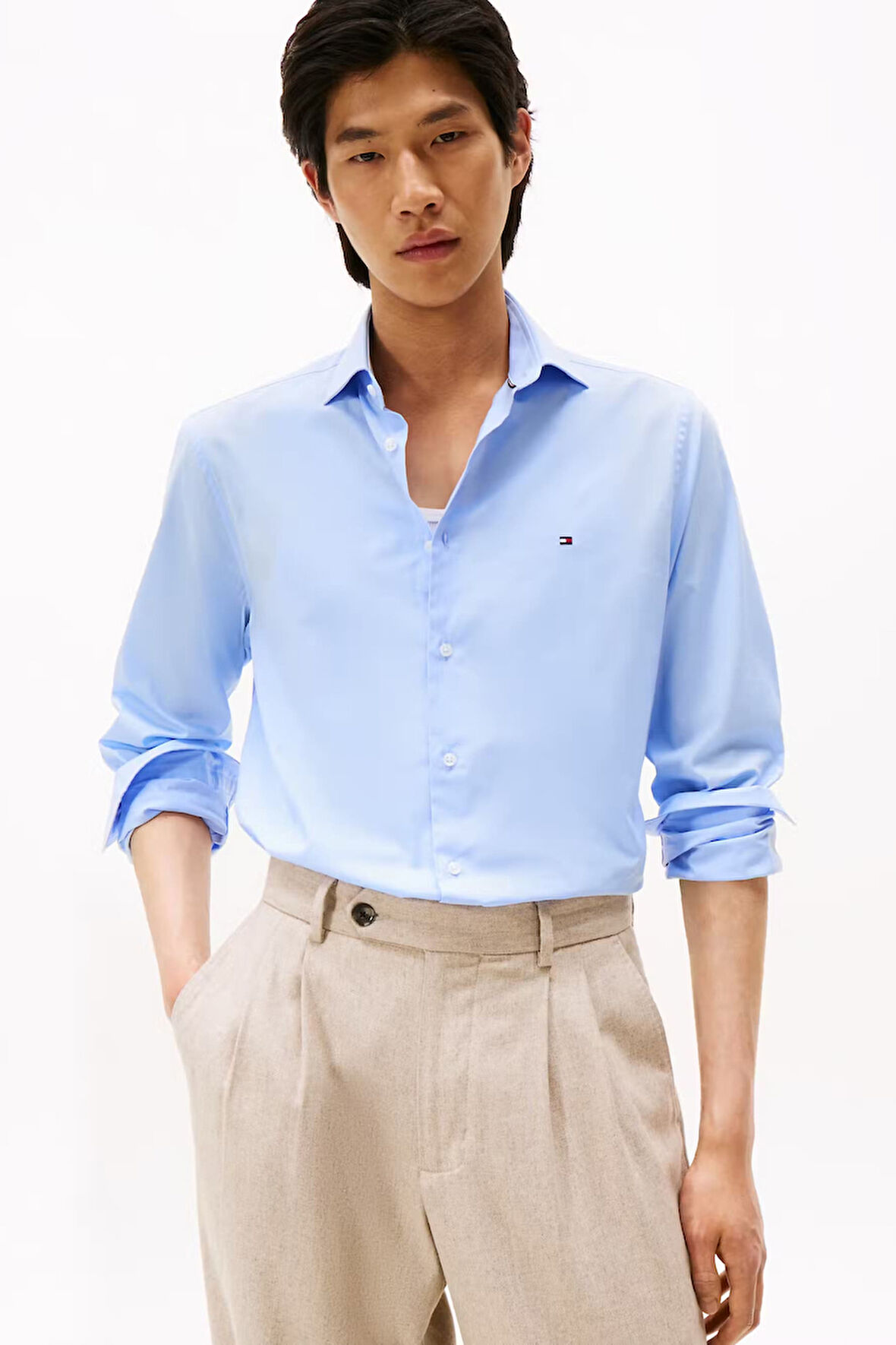 Erkek Slim Fit Poplin Gömlek - Açık Mavi | 42