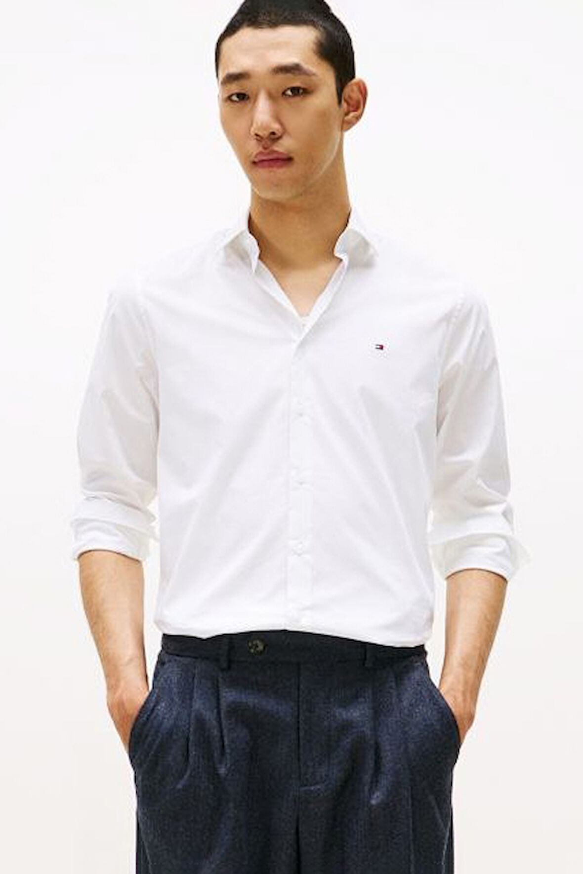 Erkek Slim Fit Poplin Gömlek - Beyaz | 42