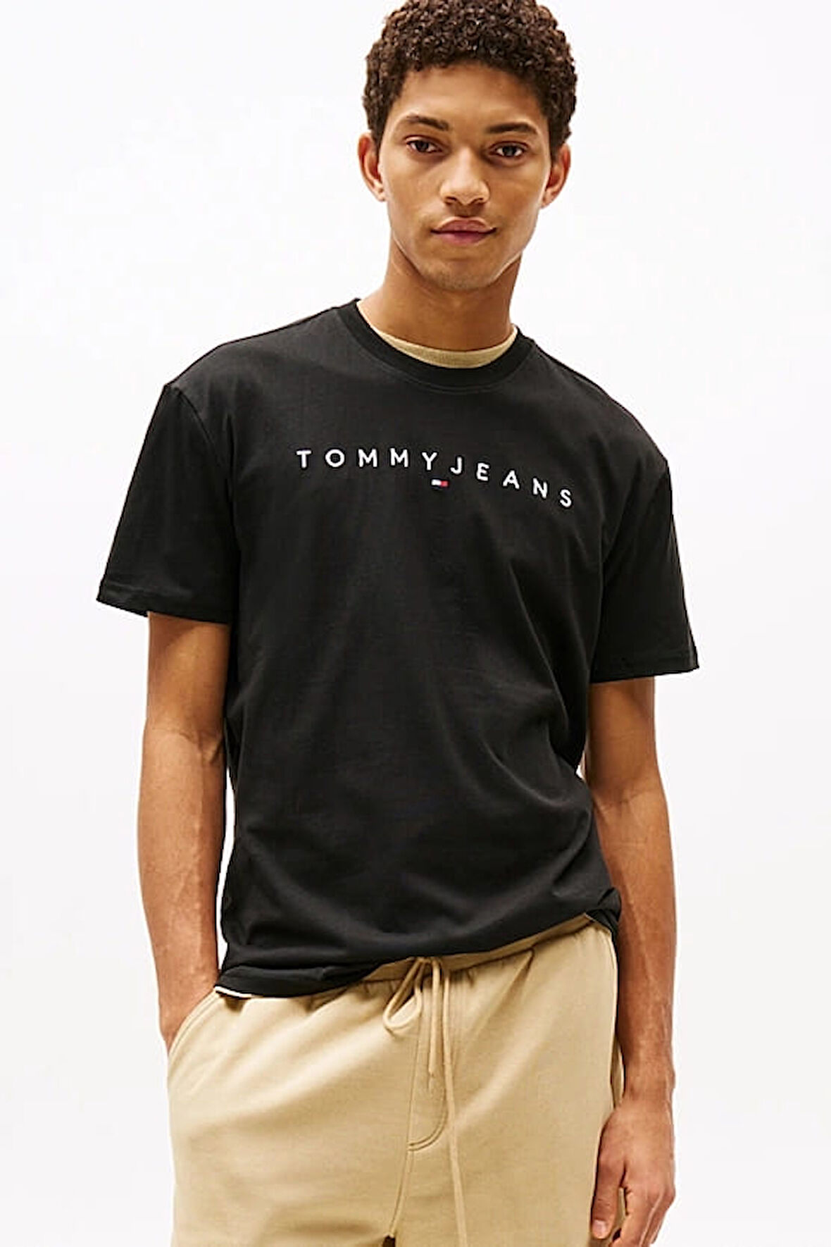 Erkek Tjm Logo Nakışlı T-Shirt - Siyah | XS