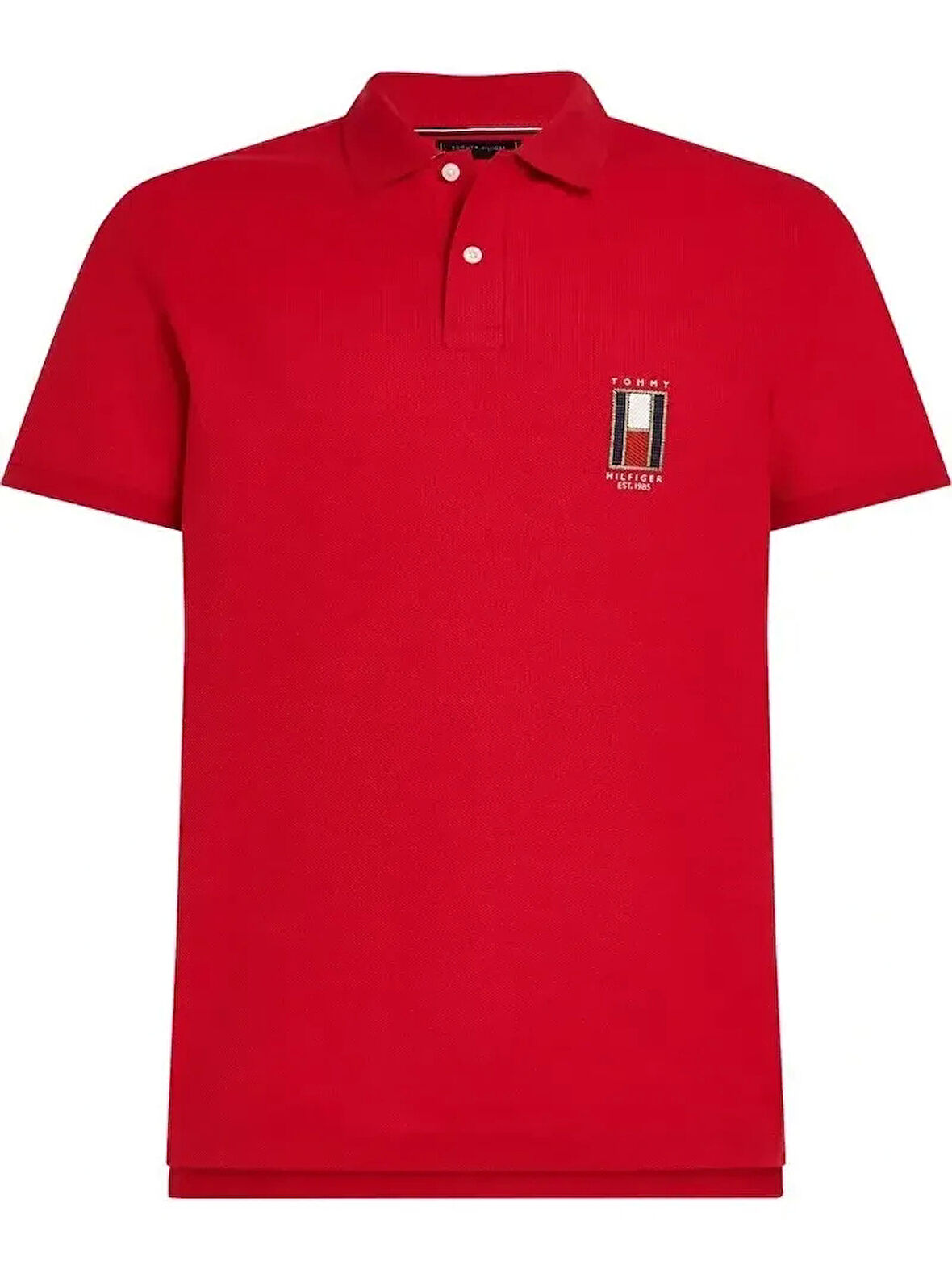 Tommy Hilfiger Dikey Bayrak Polo Yaka  Kırmızı T-Shirt